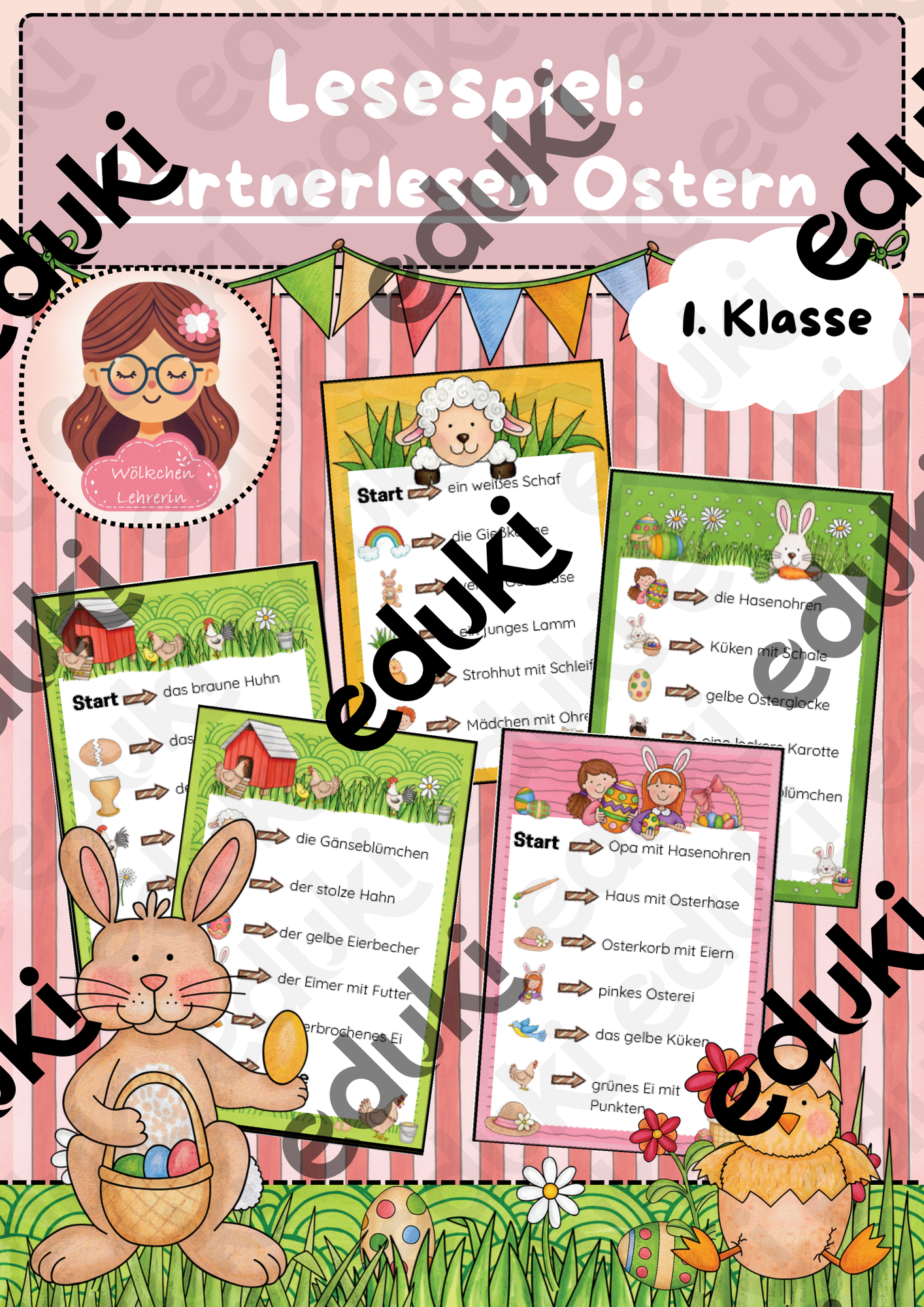 Lesespiel: Lesetandem / Partnerlesen: Ostern, Klasse 1