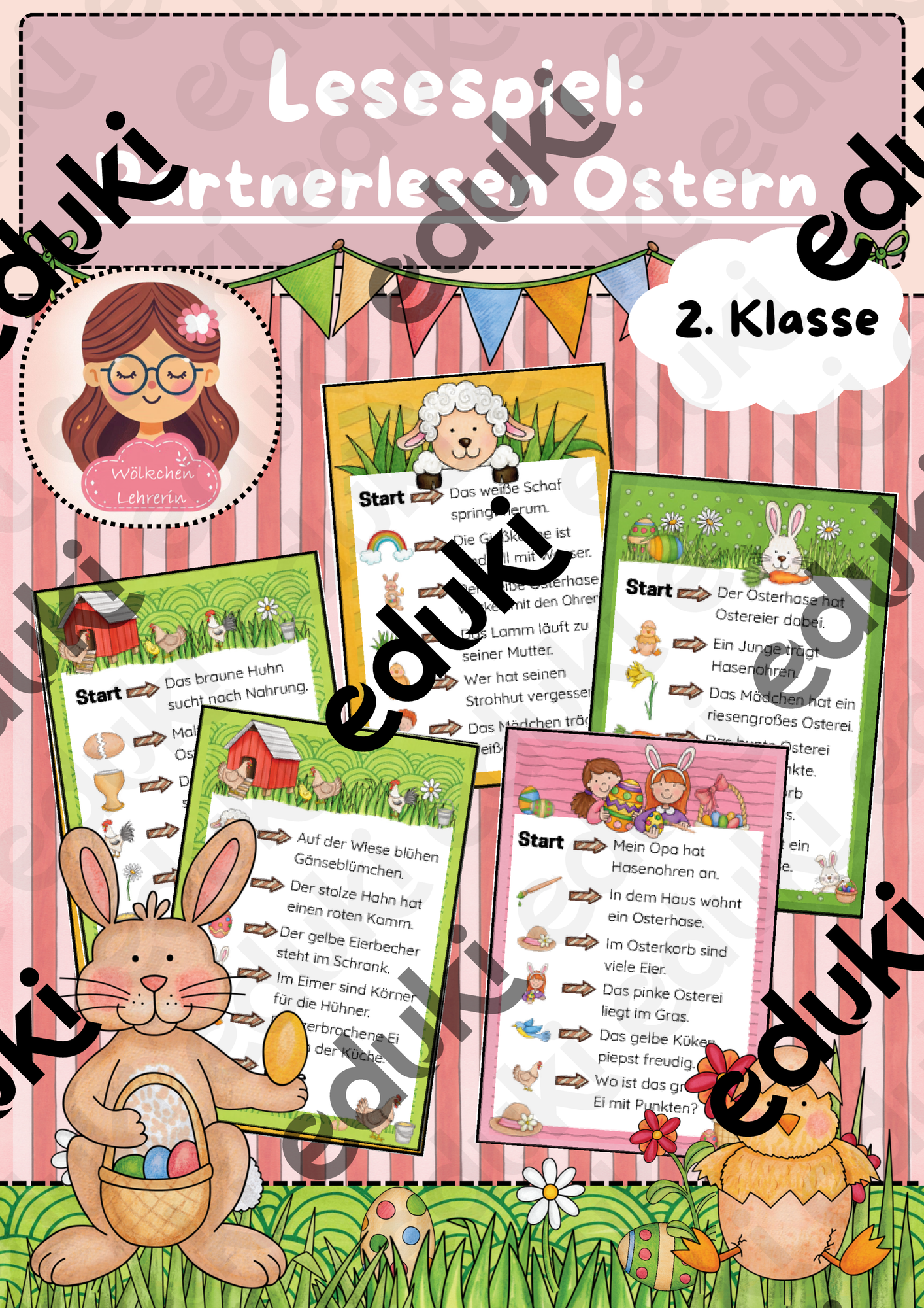 Lesespiel: Lesetandem / Partnerlesen: Ostern, Klasse 2
