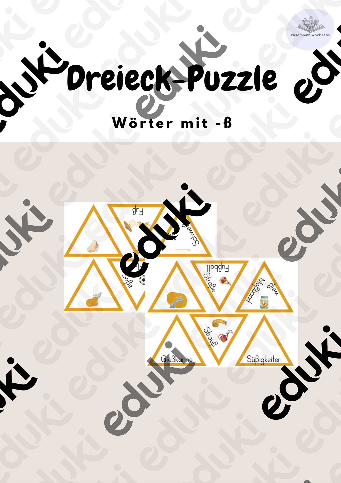 Dreieck-Puzzle: Buchstabe -ß – Unterrichtsmaterial im Fach Deutsch