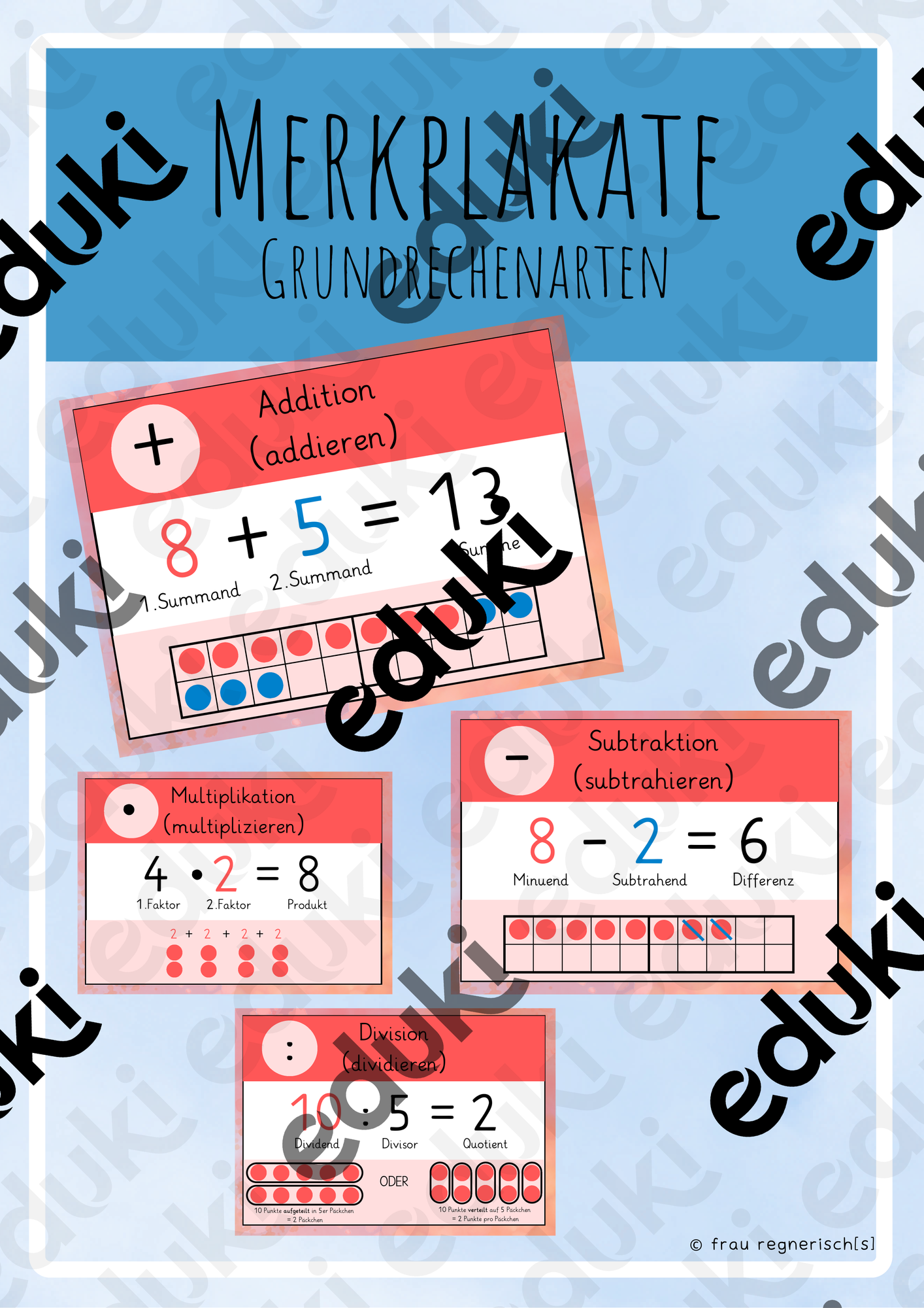 Merkplakate Grundrechenarten / Addition, Subtraktion