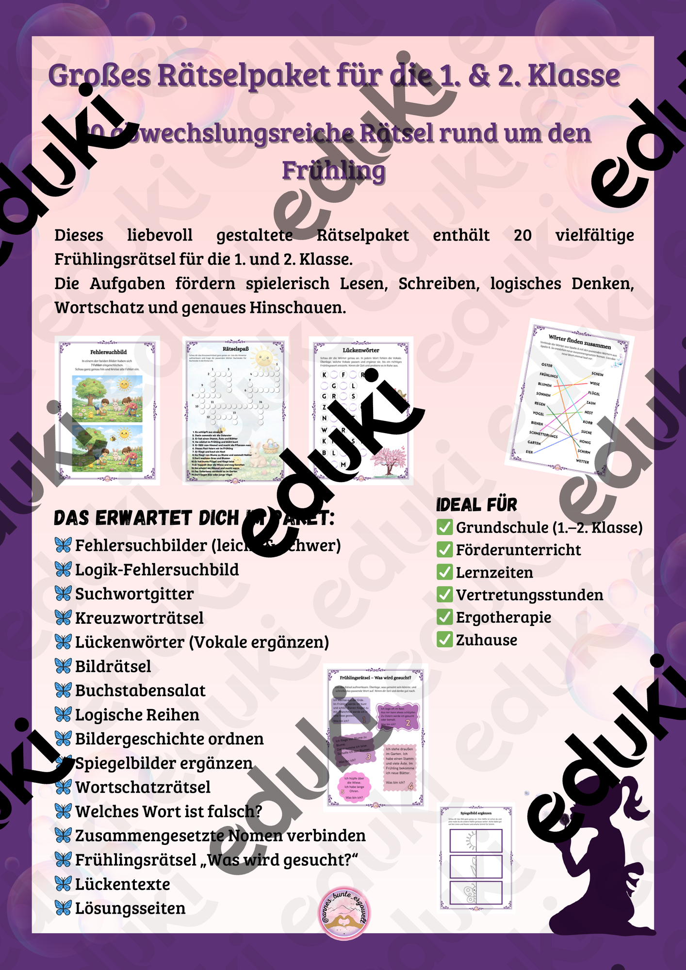 Groes Rtselpaket fr die 1. & 2. Klasse - Frhling  Unterrichtsmaterial  im Fach Deutsch