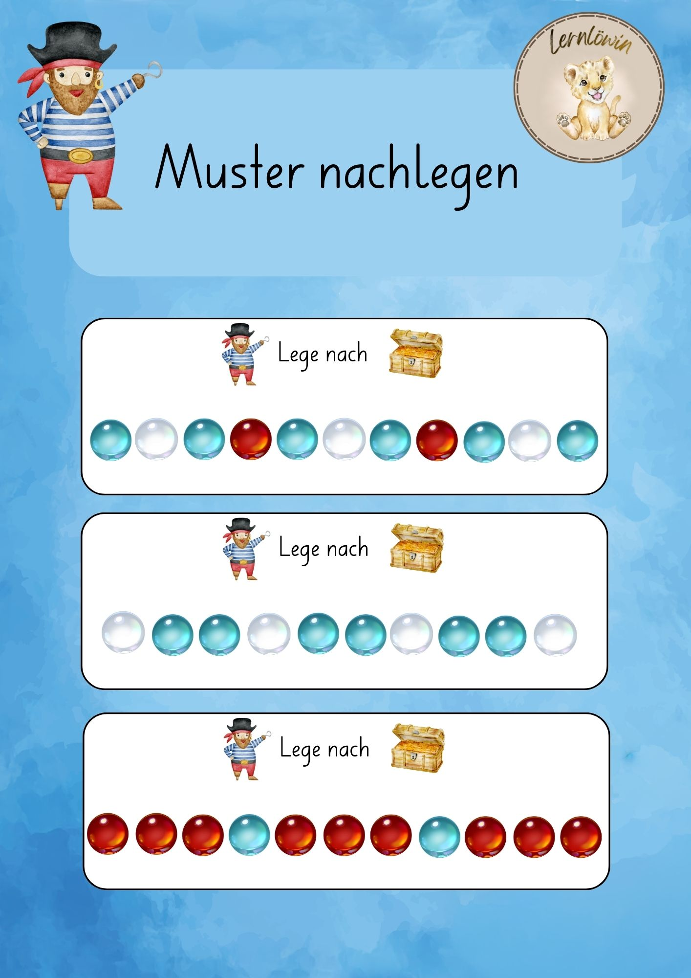 Muster legen - Vorlage – Unterrichtsmaterial im Fach Mathematik