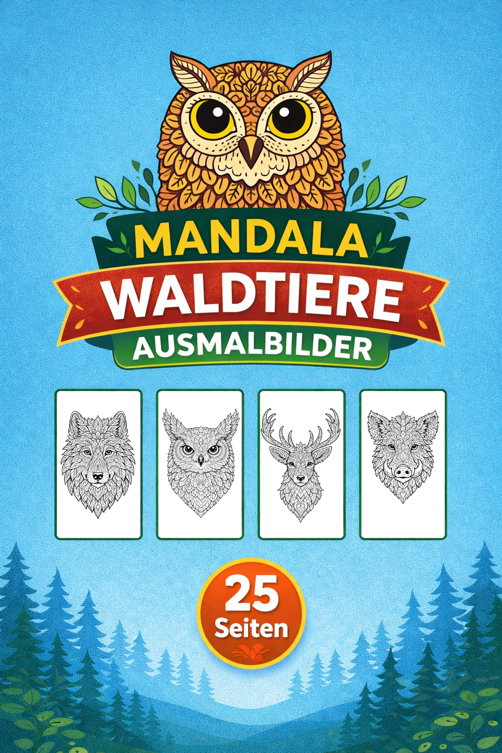 Mandala Waldtiere Ausmalbilder (25 Ausmalbilder) – Unterrichtsmaterial