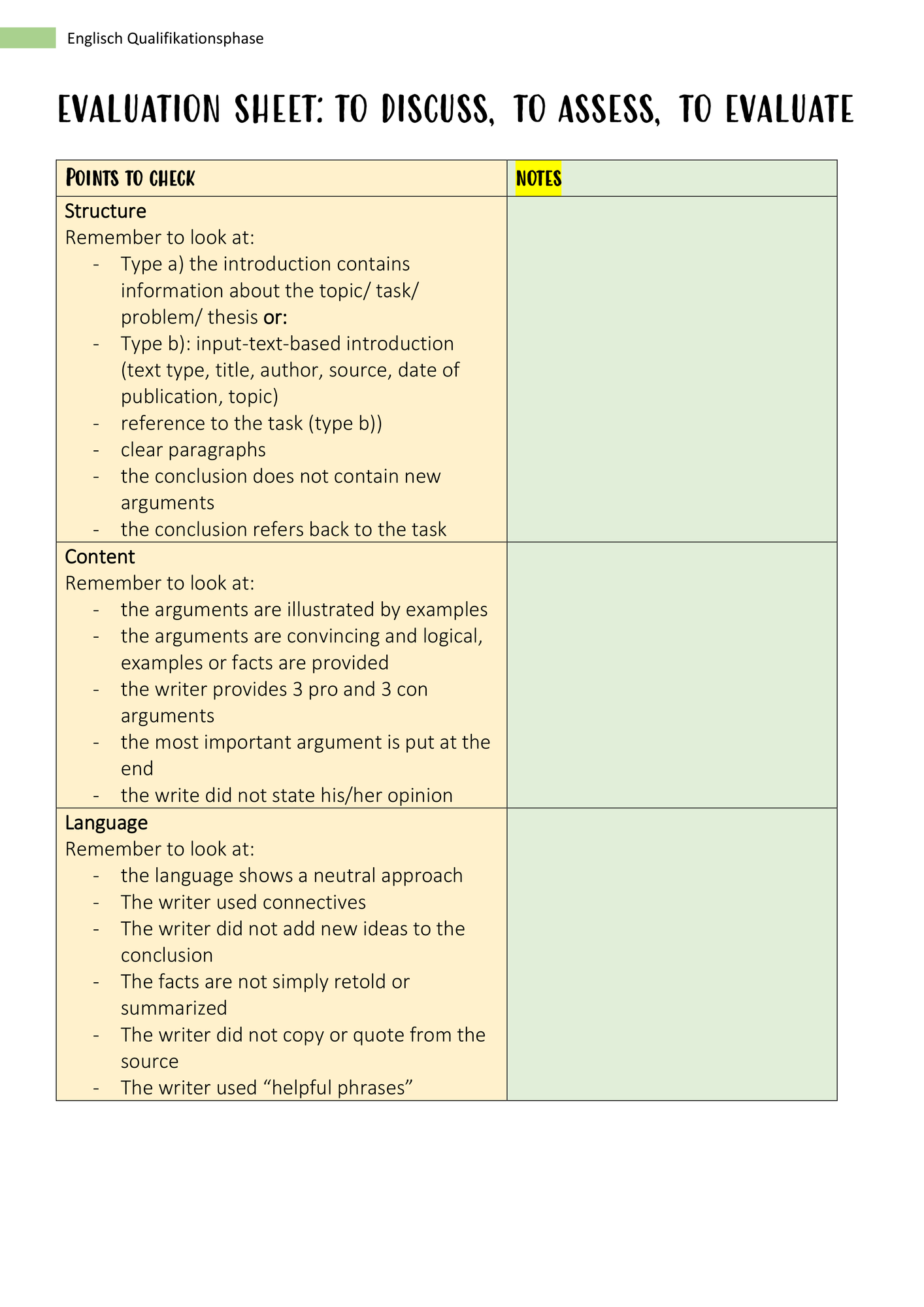 Evaluation sheet to discuss, skill files, operators ("Scheda di ...