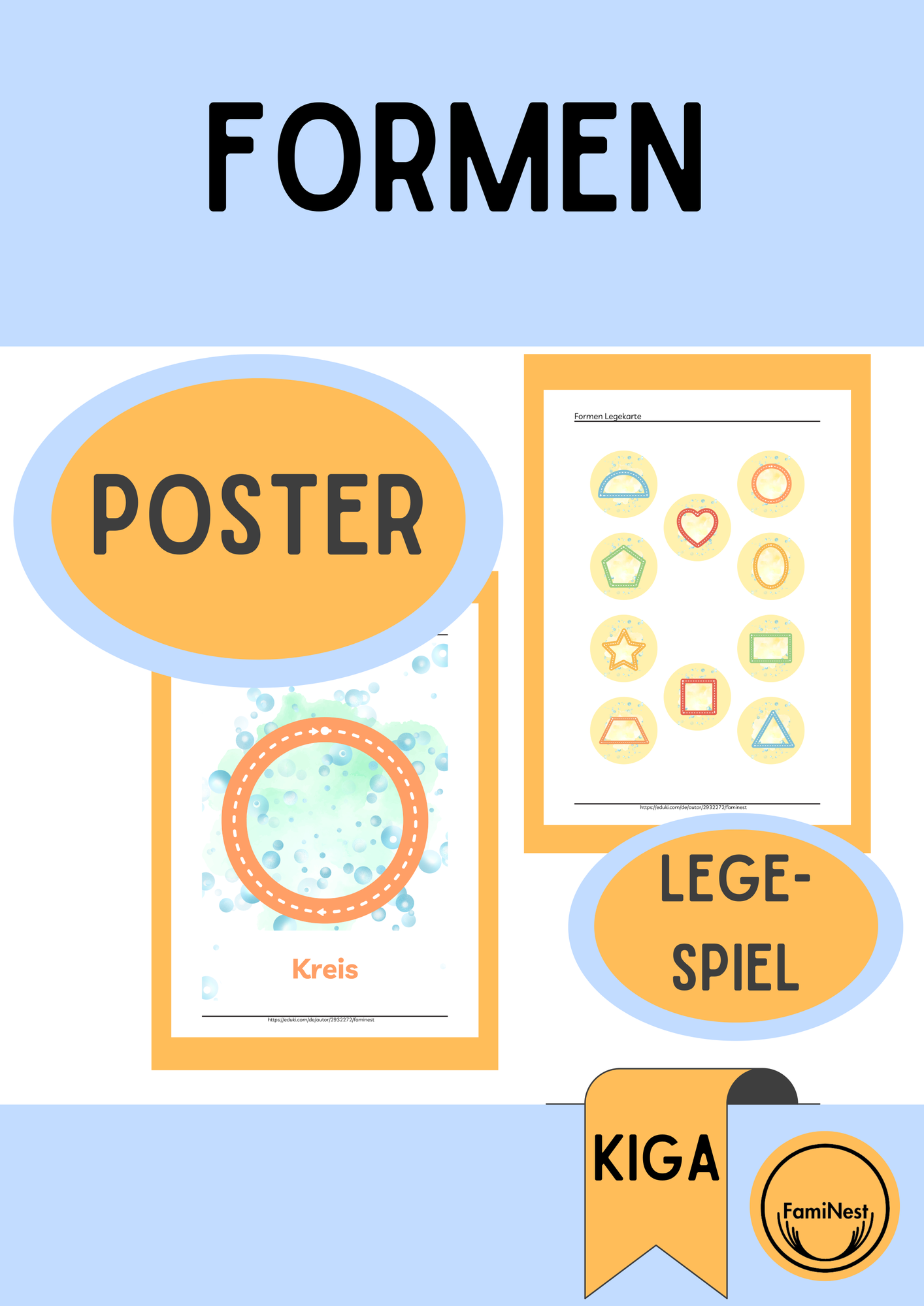 Formen lernen Kita Kindergarten Vorschule Poster und Legespiel