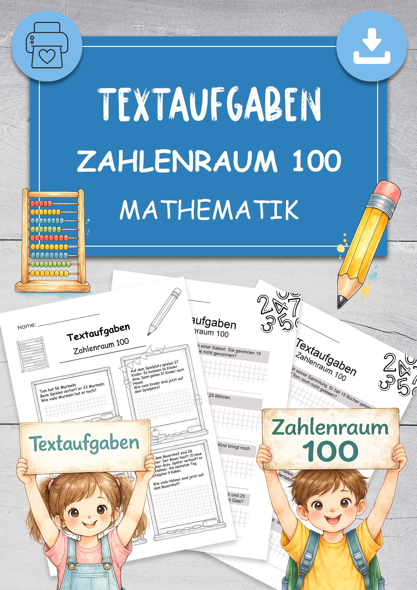 Textaufgaben Zahlenraum 100 Addition und Subtraktion