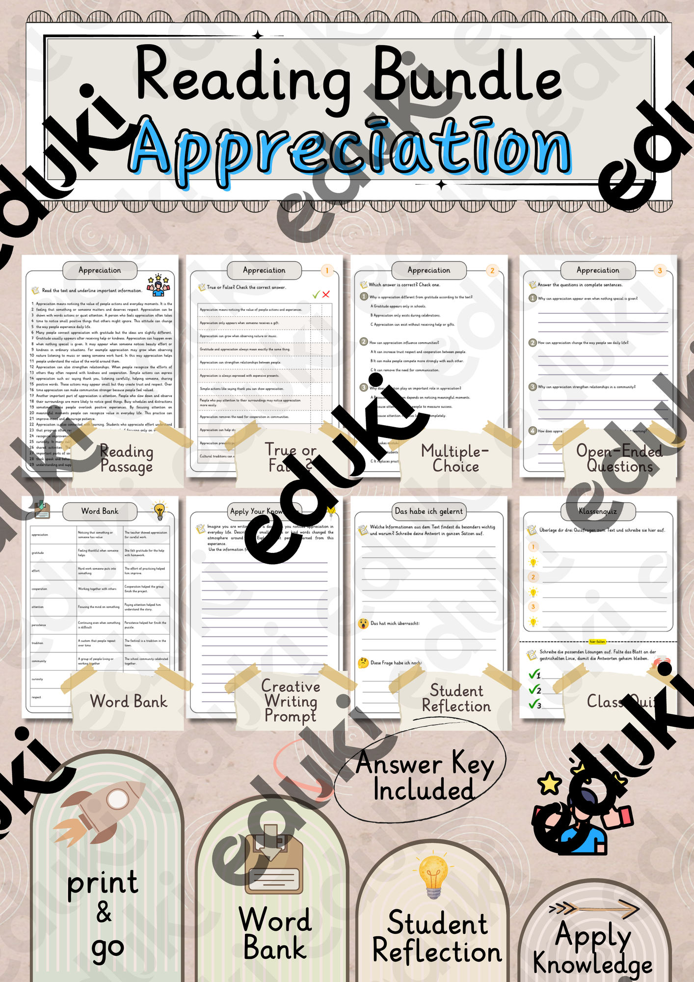 Appreciation Premium Reading Comprehension Activities Bundle ...