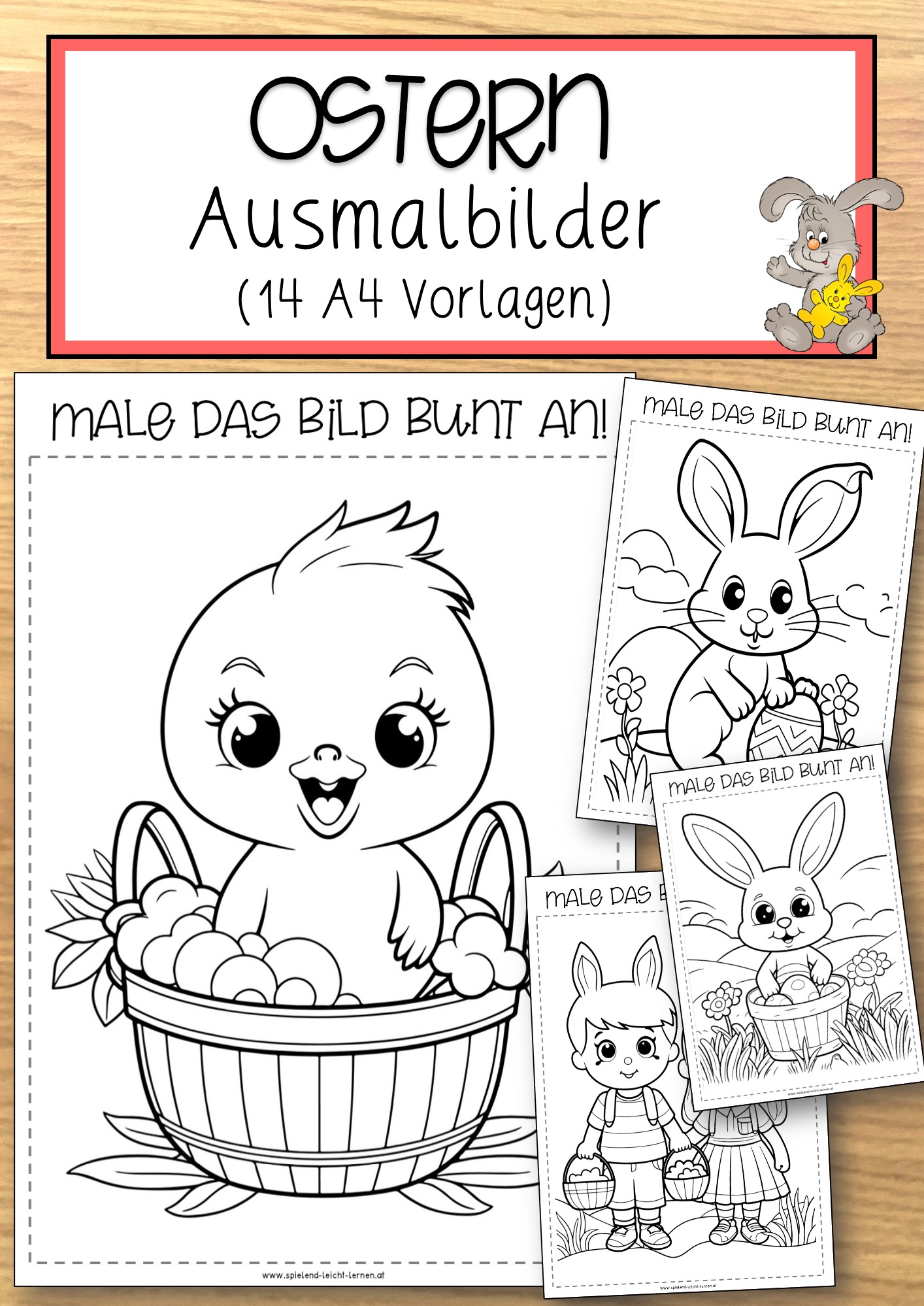 Ostern – Ausmalbilder (14 A4 Vorlagen) – Unterrichtsmaterial in den