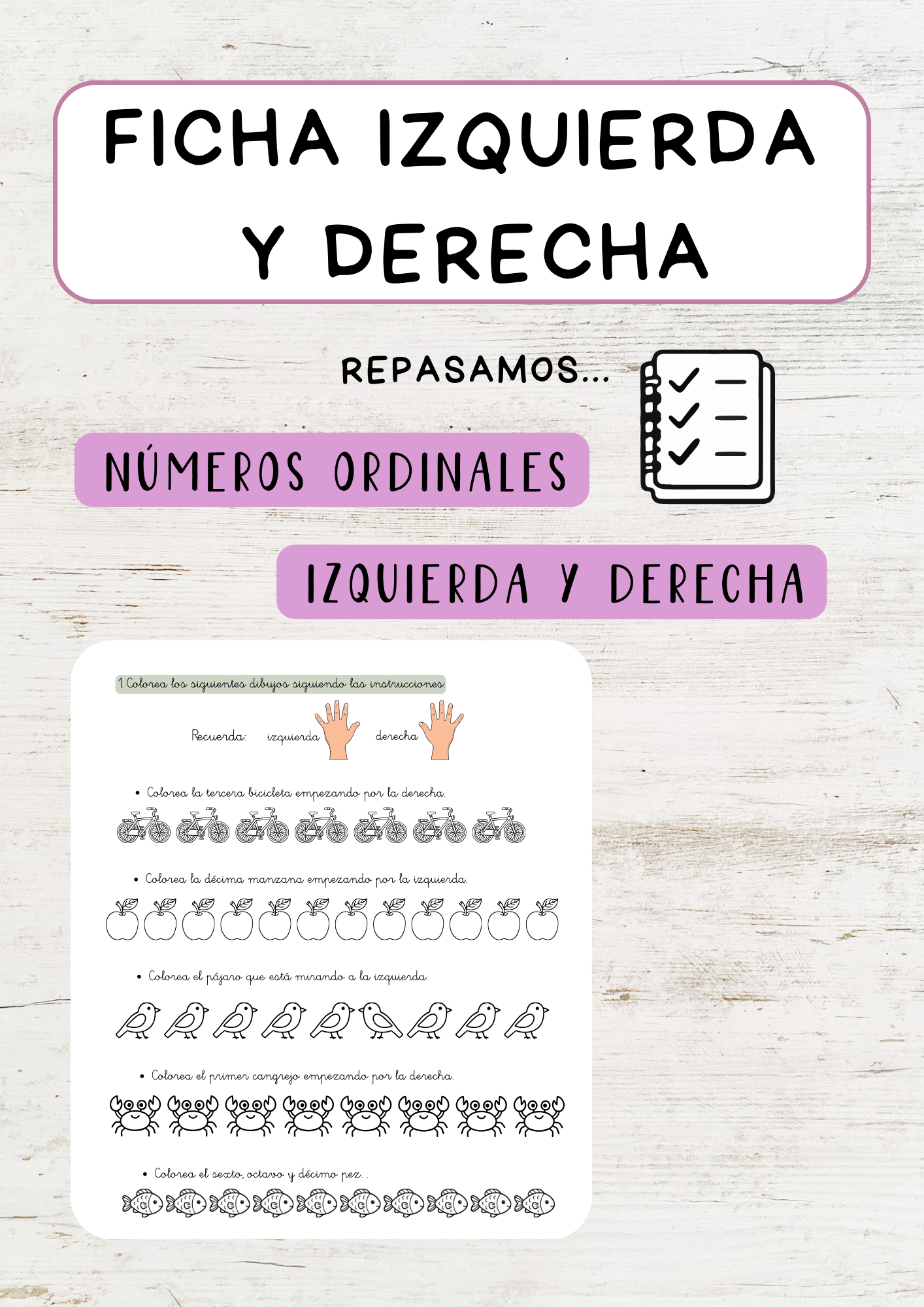 Ficha Jugamos con las posiciones: izquierda, derecha y ordinales ...