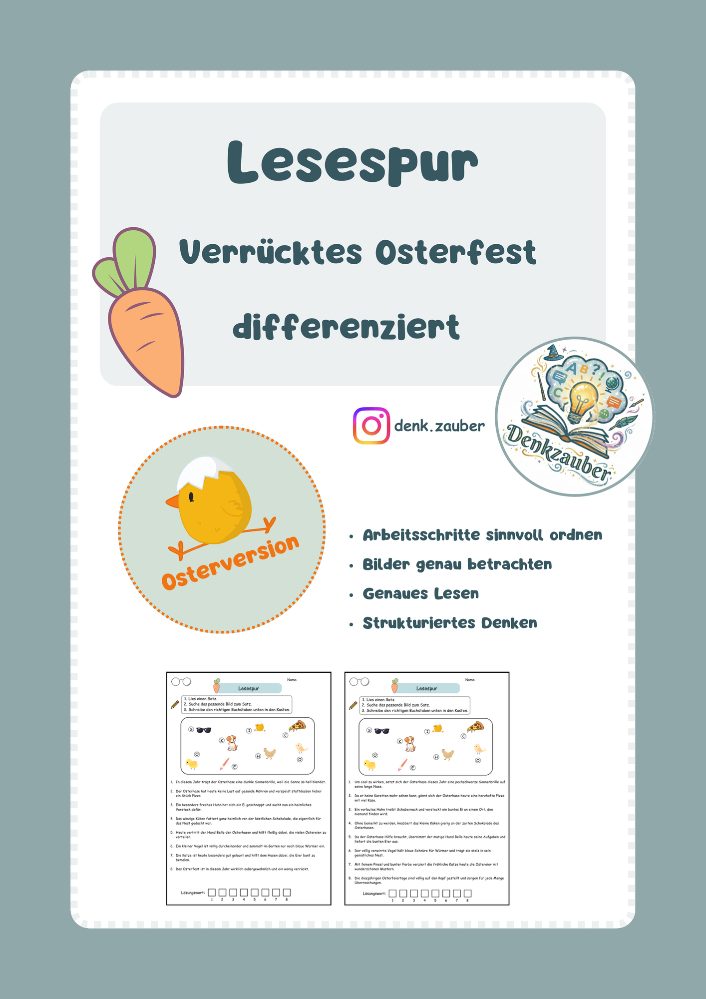 Lesespur Klasse 3: Ostern (Verrücktes Osterfest) differenziert