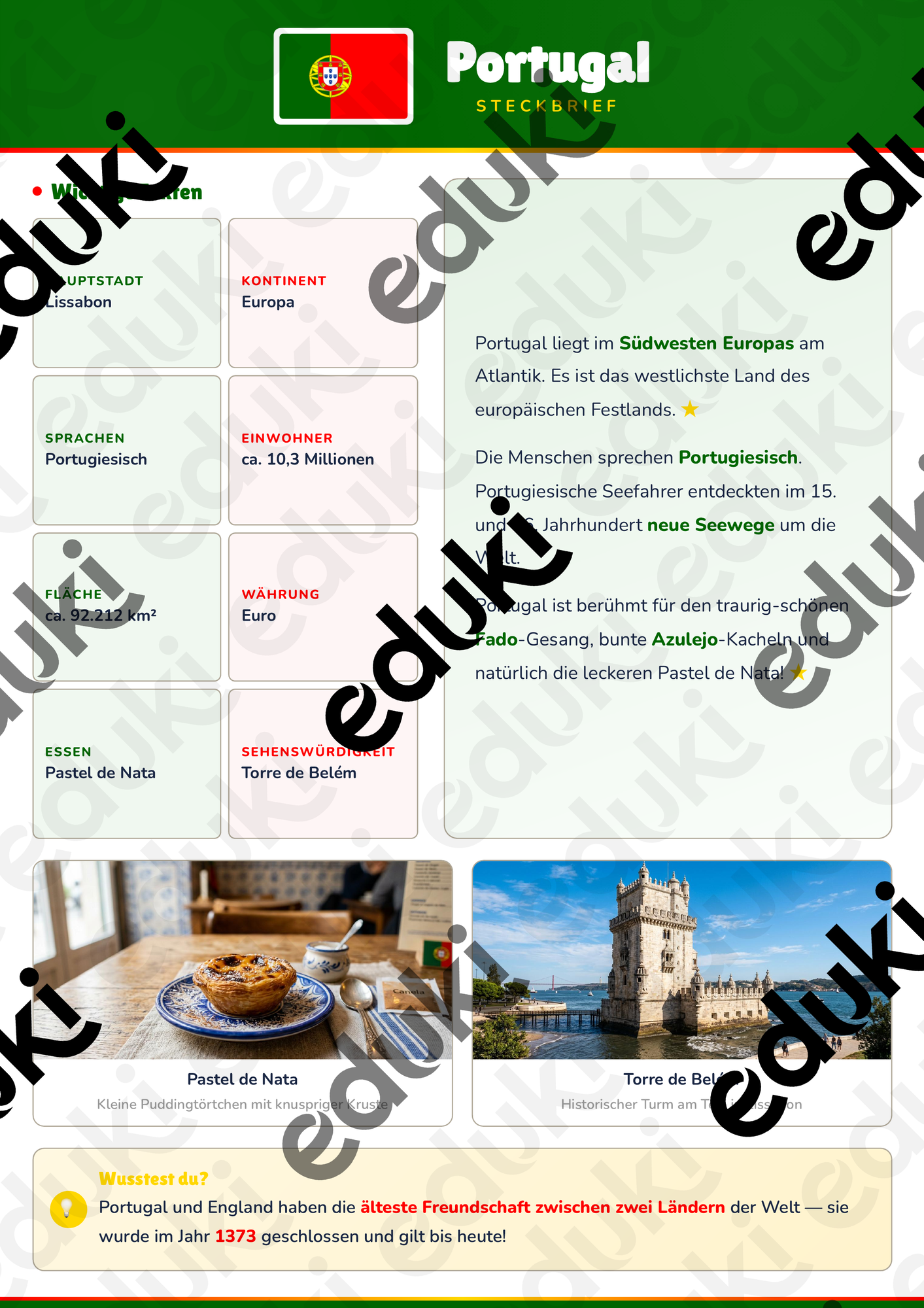 Steckbrief Ber Portugal