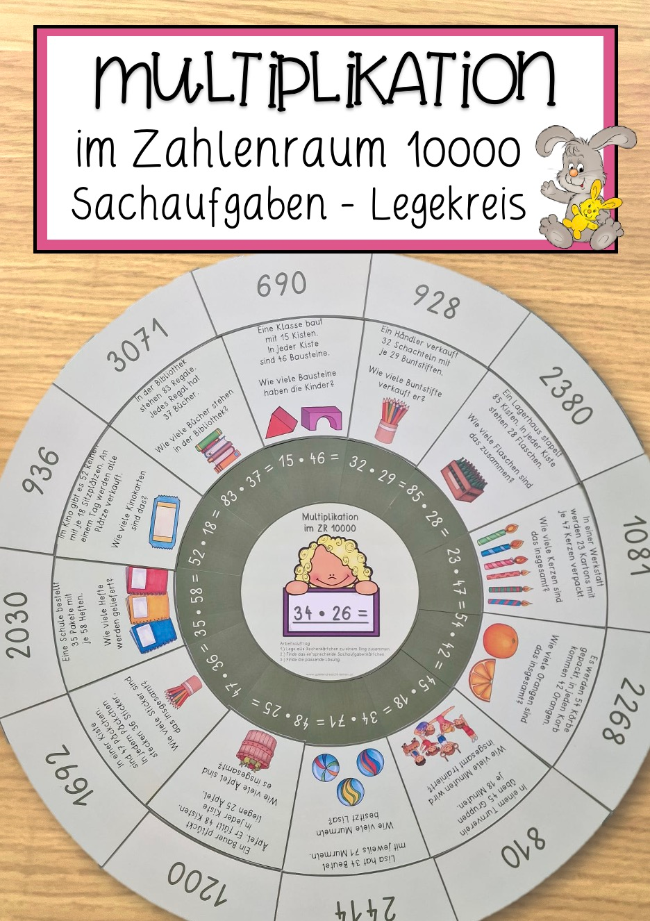 Multiplikation im Zahlenraum 10000 Sachaufgaben – Legekreis