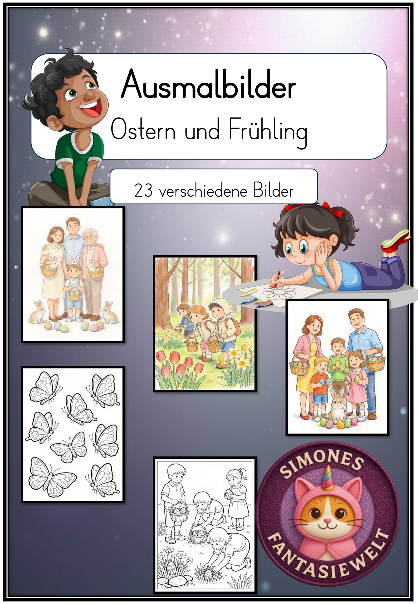 Ausmalbilder Ostern und Frühling (1. - 4. Klasse) – Unterrichtsmaterial
