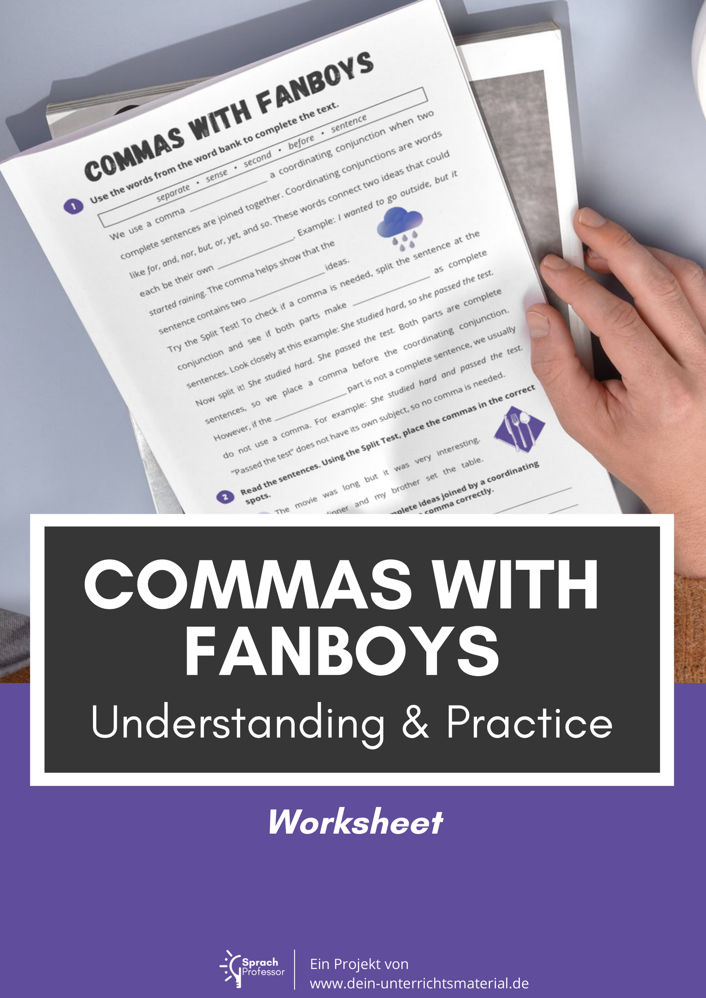 Commas with coordinating conjunctions (FANBOYS) - Grammar Worksheet ...