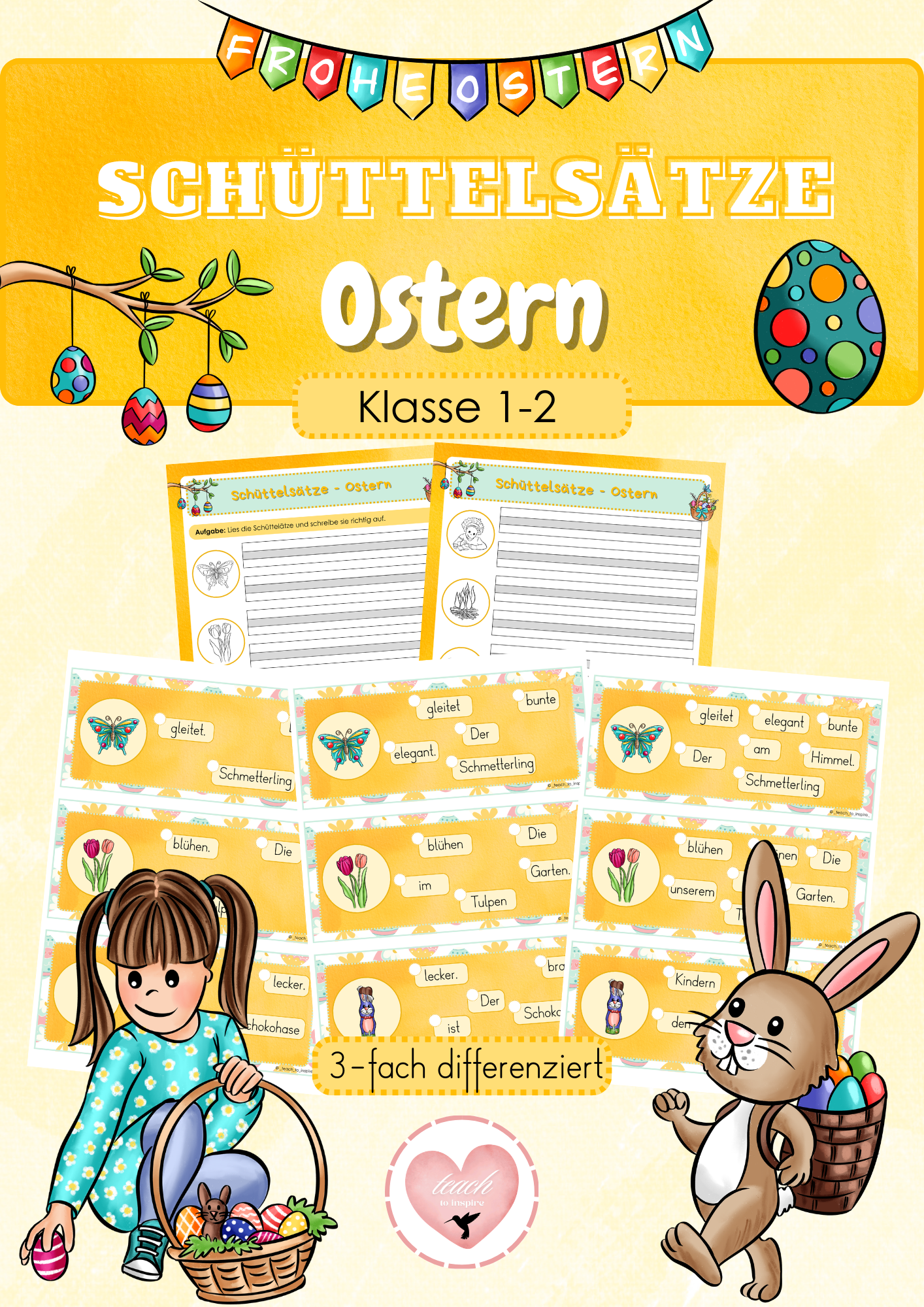 Schüttelsätze - Ostern (Klasse 1-2) – Unterrichtsmaterial in den