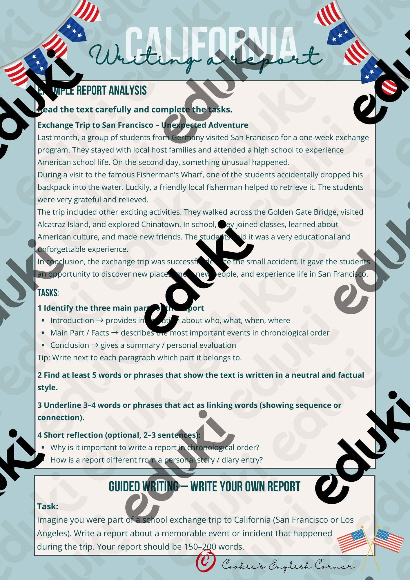 Report Writing – Complete Worksheet: Example Analysis & Guided Writing ...