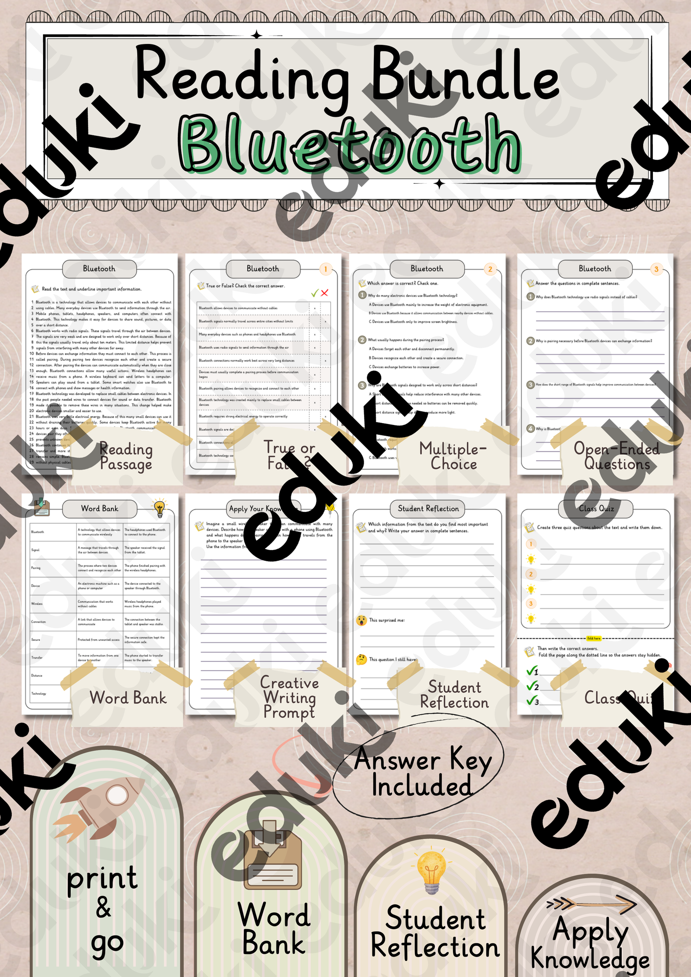 Bluetooth Premium Reading Comprehension Activities Bundle ...