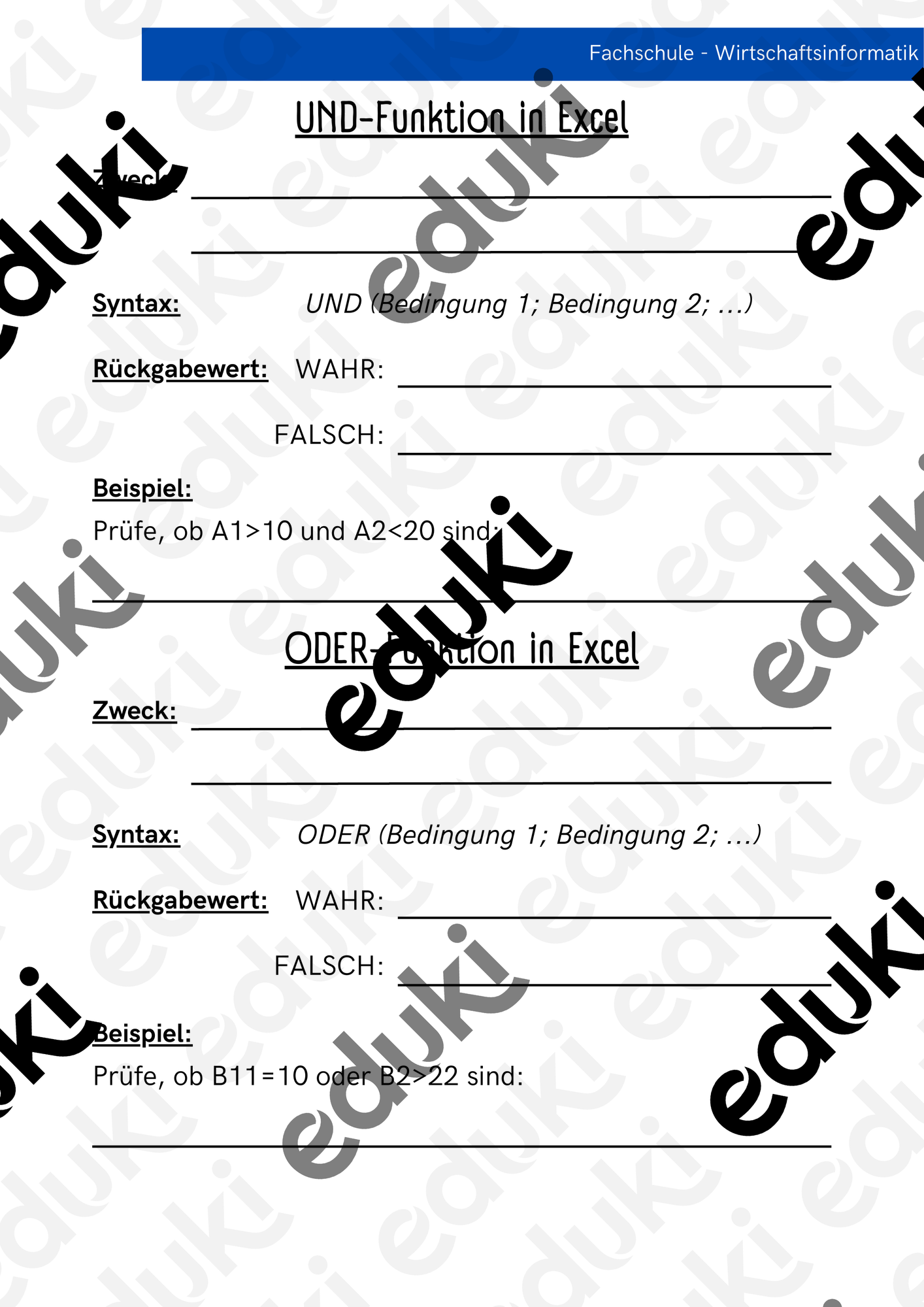 Übersicht UND und ODER Funktion – Unterrichtsmaterial im Fach ...