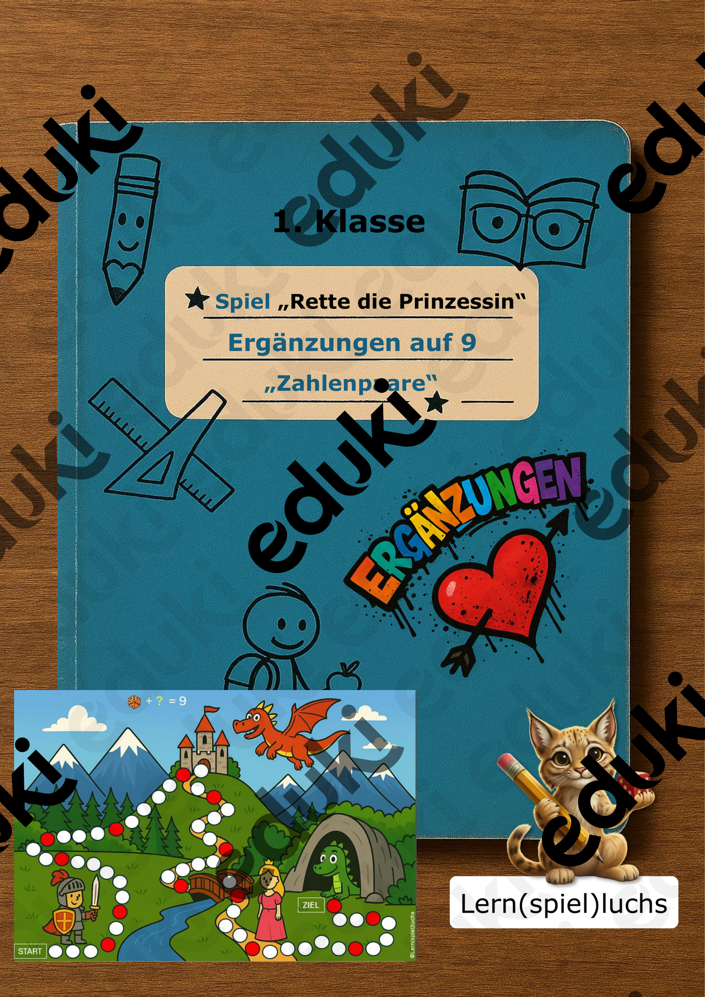 Spiel "Rette die Prinzessin" (Ergänzungen auf 9/Zahlenpaare