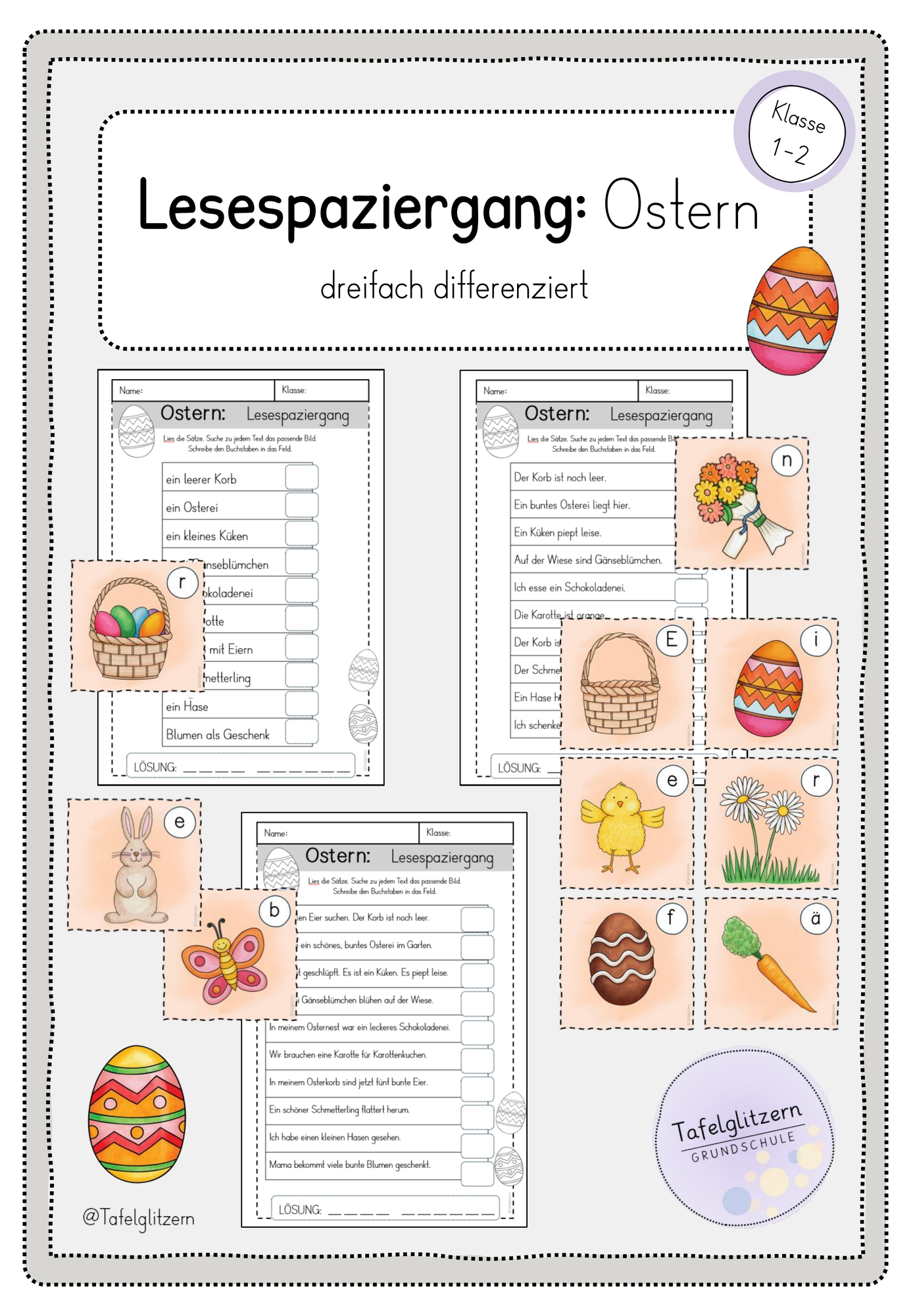 Lesespaziergang: Ostern (Klasse 1/2) – Unterrichtsmaterial im Fach Deutsch