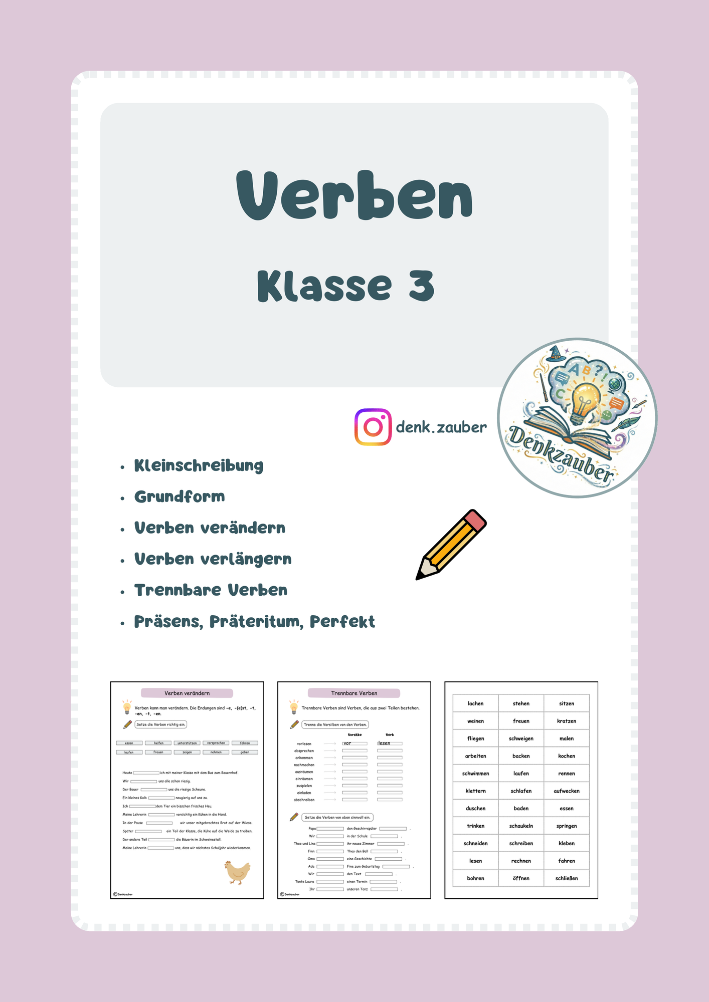 Verben: Klasse 3 (differenziert) – Unterrichtsmaterial im Fach Deutsch