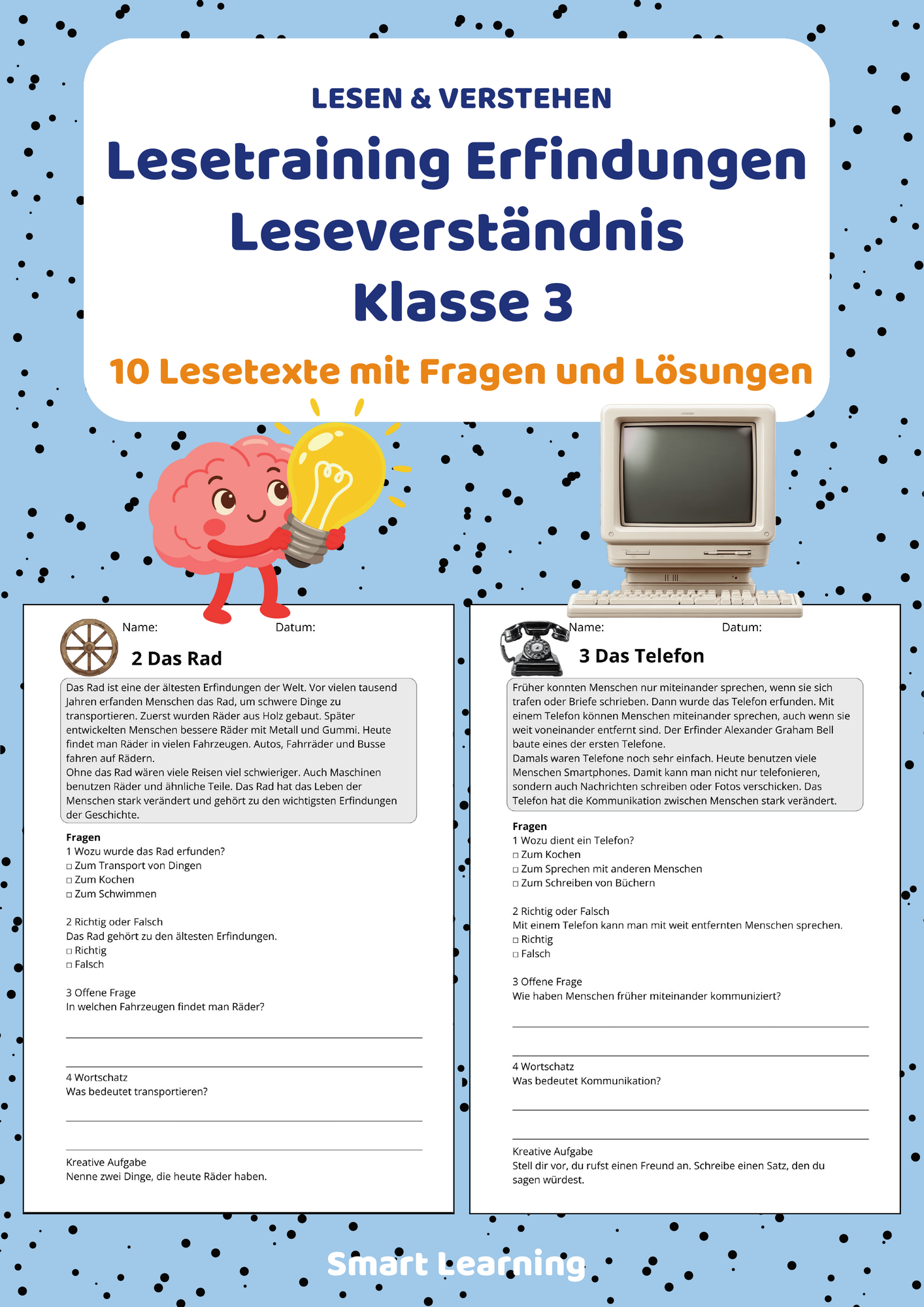 Lesetraining Erfindungen | Leseverständnis Klasse 3