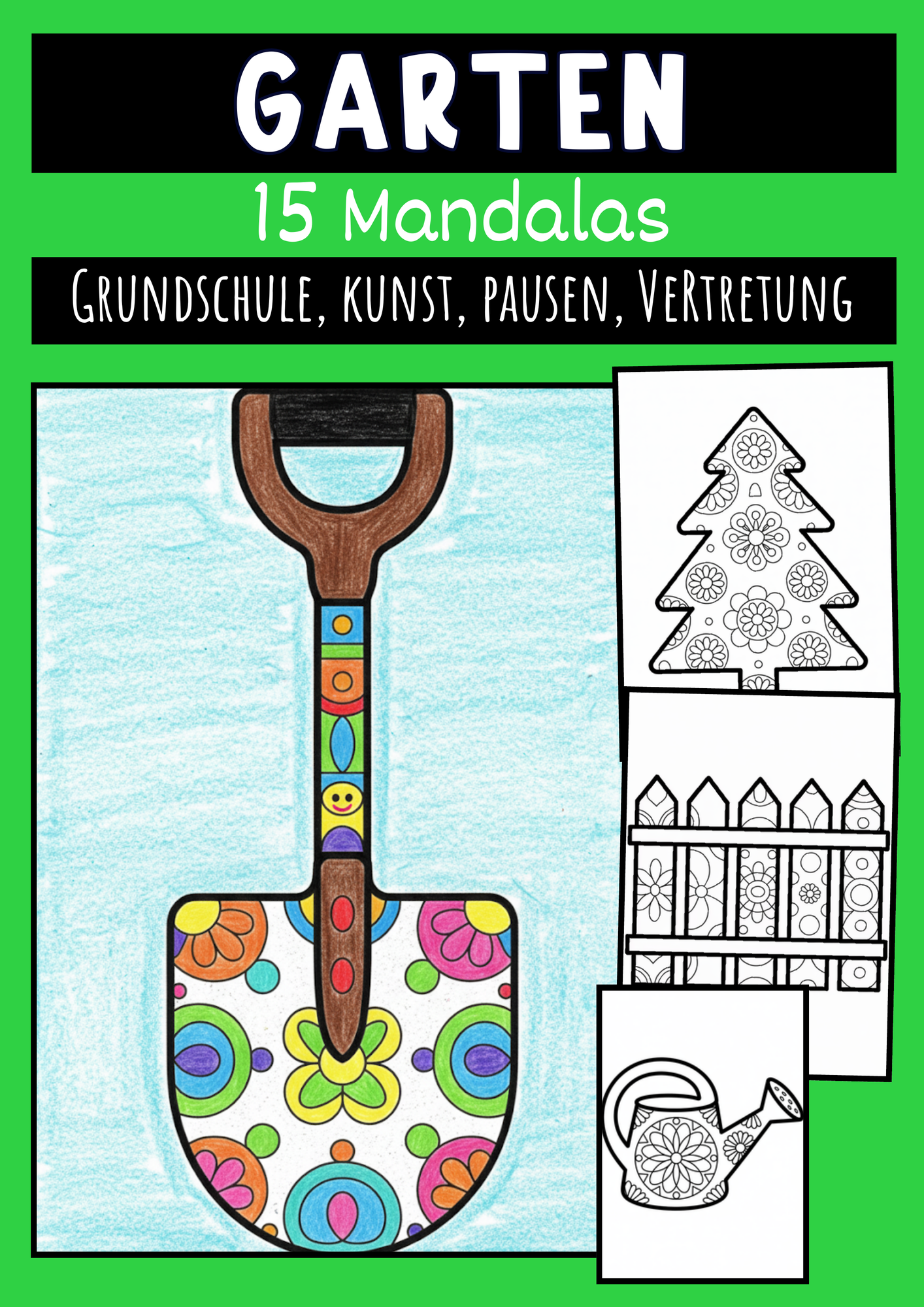 Mandalas Garten Ausmalvorlagen für Klassen 1–6 – Unterrichtsmaterial im