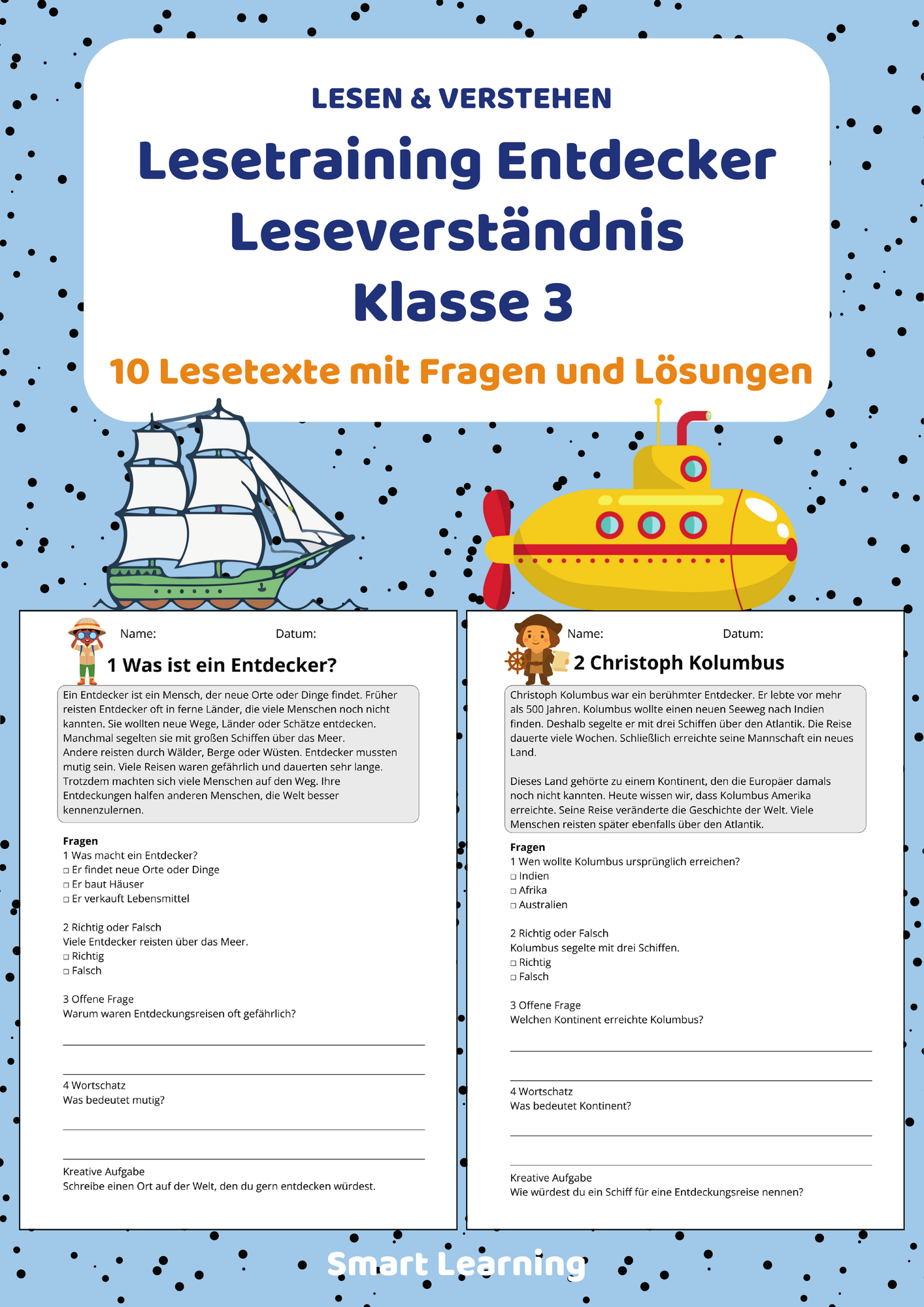 Leseverständnis Klasse 3 – Entdecker | 10 Lesetexte