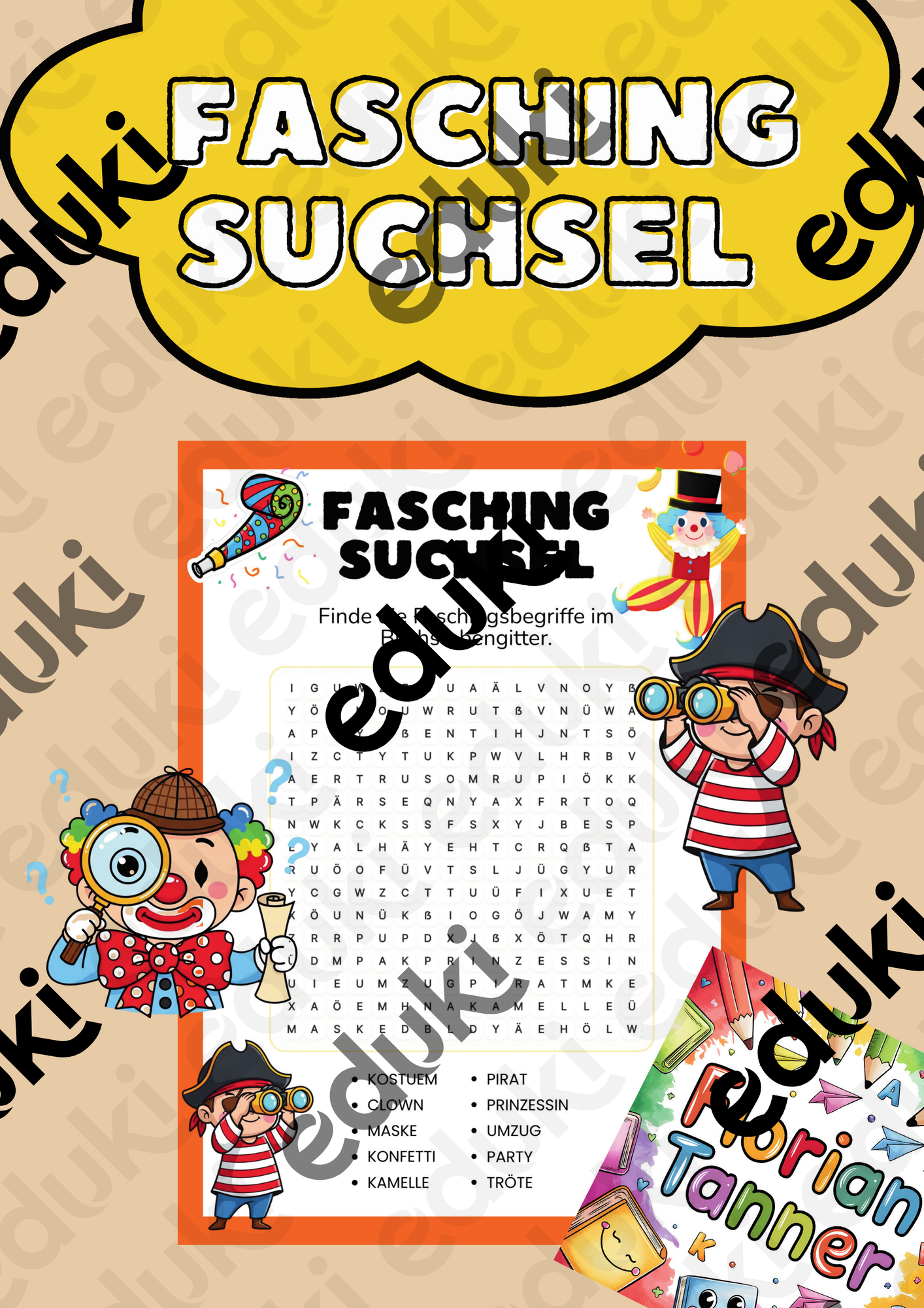 Suchsel Fasching/Karneval | Lösungen – Unterrichtsmaterial im Fach