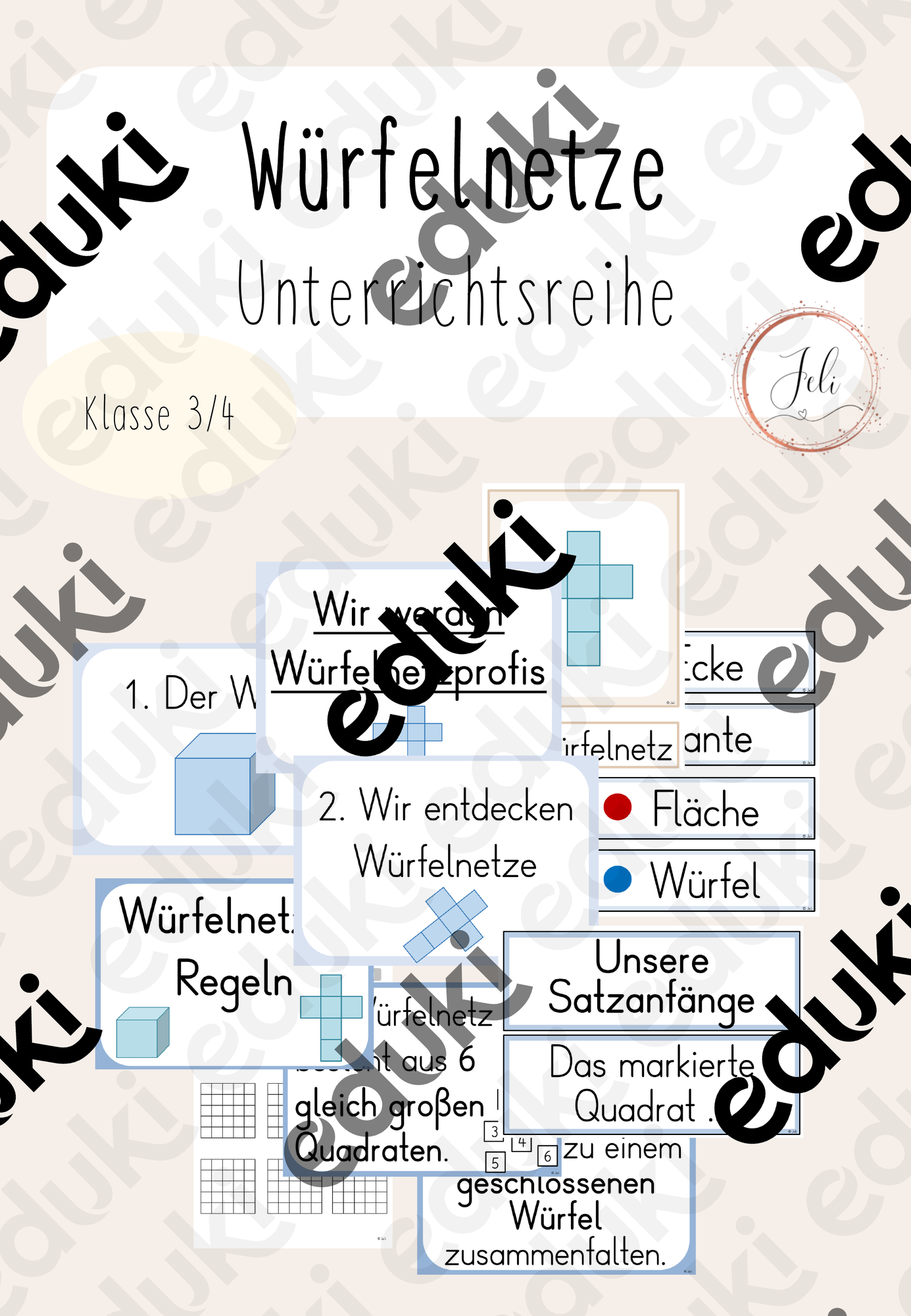 Unterrichtsreihe: Würfelnetze – Unterrichtsmaterial im Fach Mathematik