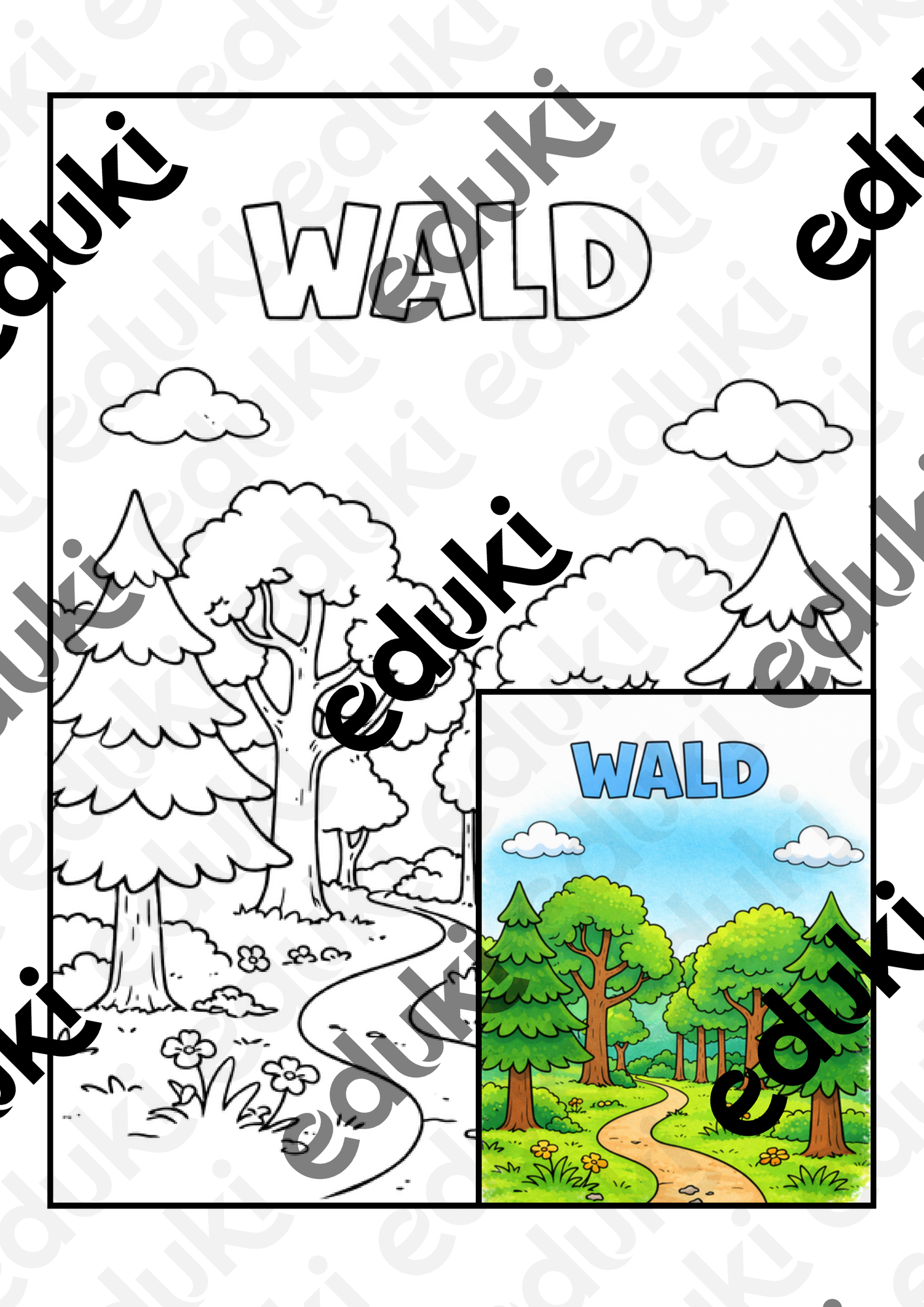 🌲 Ausmalbild Wald – Naturmotiv für Kinder zum Ausdrucken 🎨