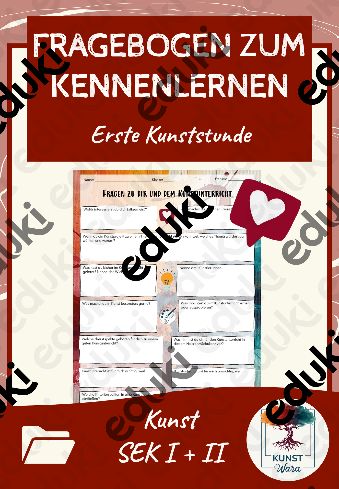 Fragebogen zum Kennenlernen im Kunstunterricht – Unterrichtsmaterial im