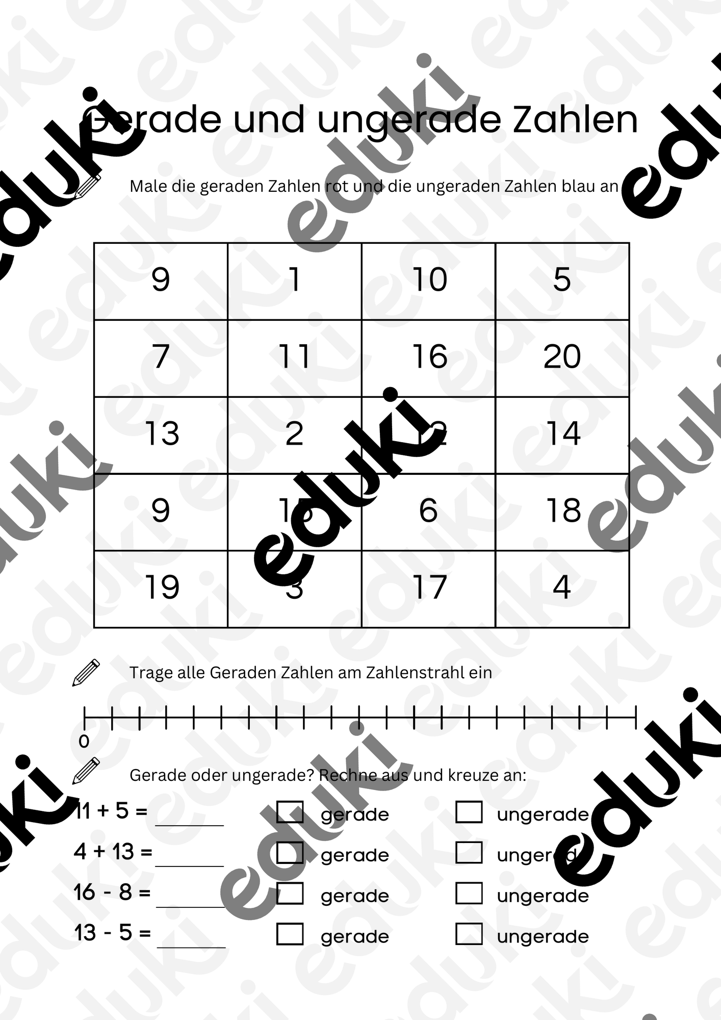 Gerade und ungerade Zahlen – Unterrichtsmaterial im Fach Mathematik