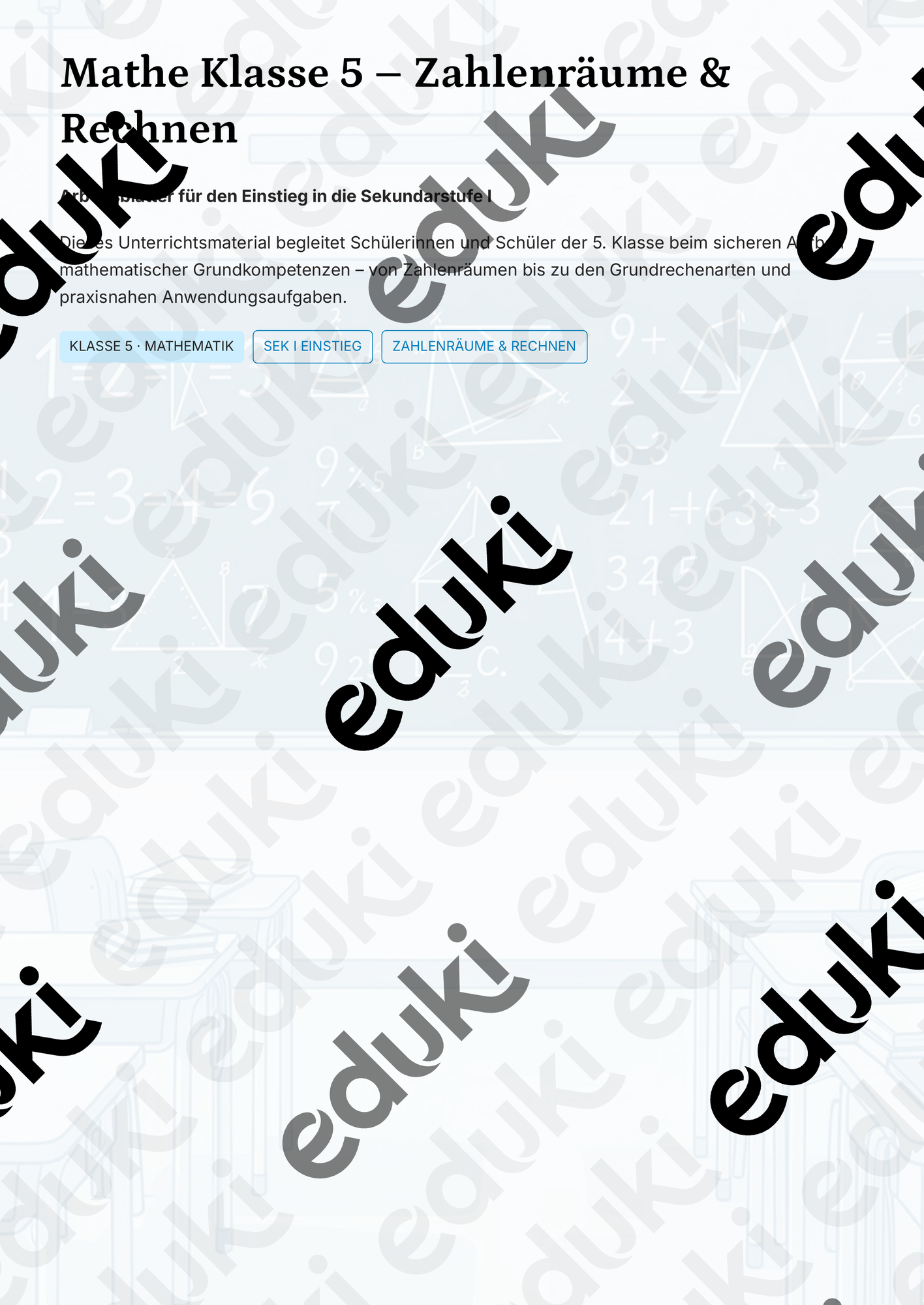 Mathe Klasse 5 – Zahlenräume & Rechnen | Komplettes Trainingsheft mit