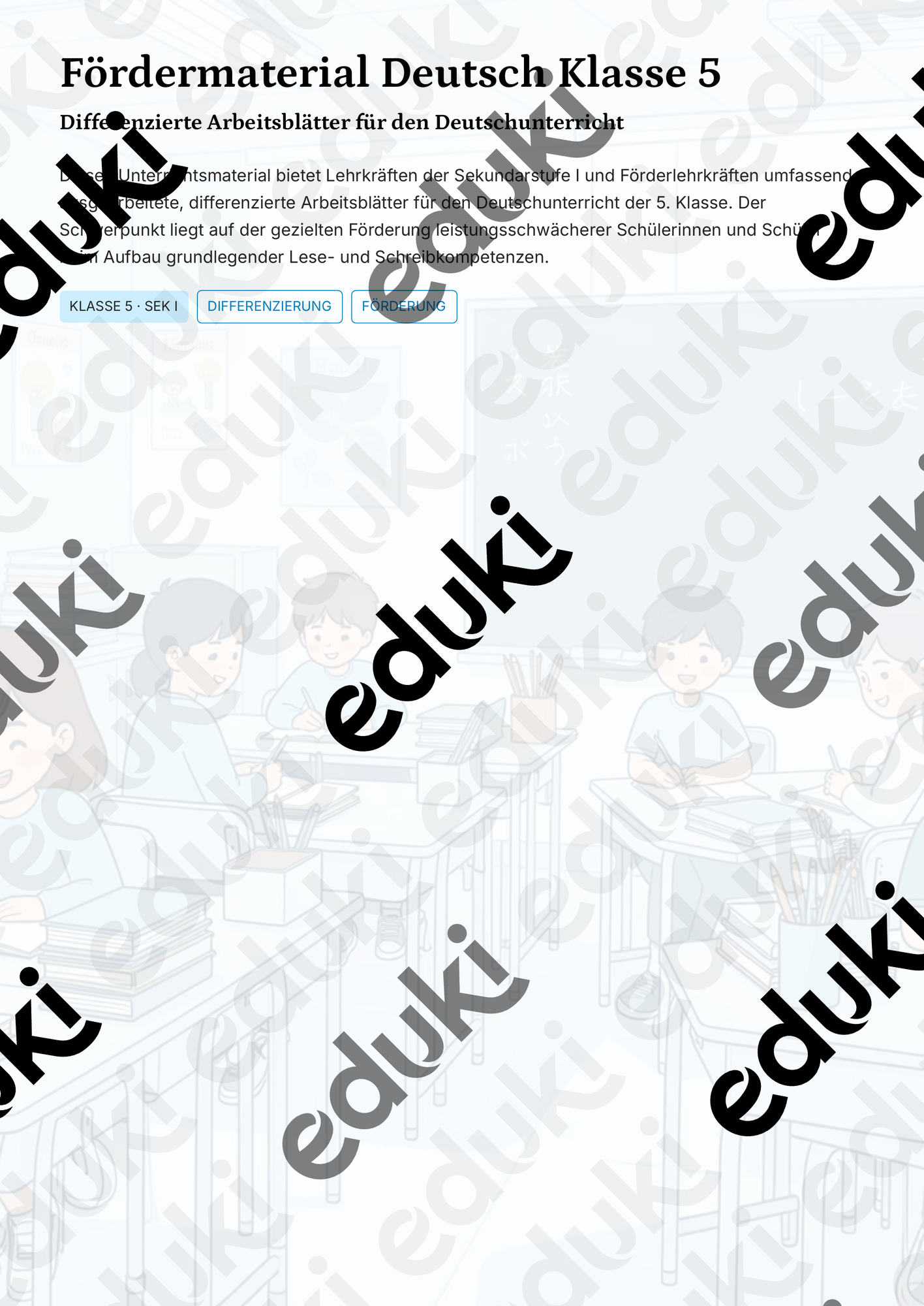 Deutsch Klasse 5 – Fördermaterial | Differenzierte Arbeitsblätter für