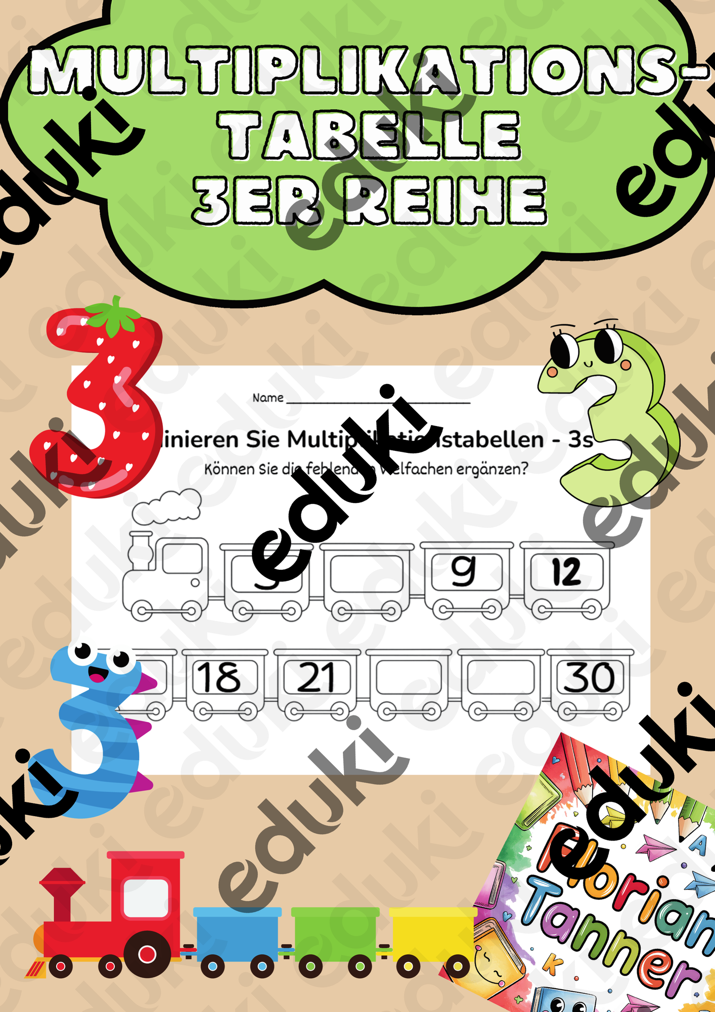 Arbeitsblatt 3er Reihe | Einmaleins Mathe – Unterrichtsmaterial im Fach
