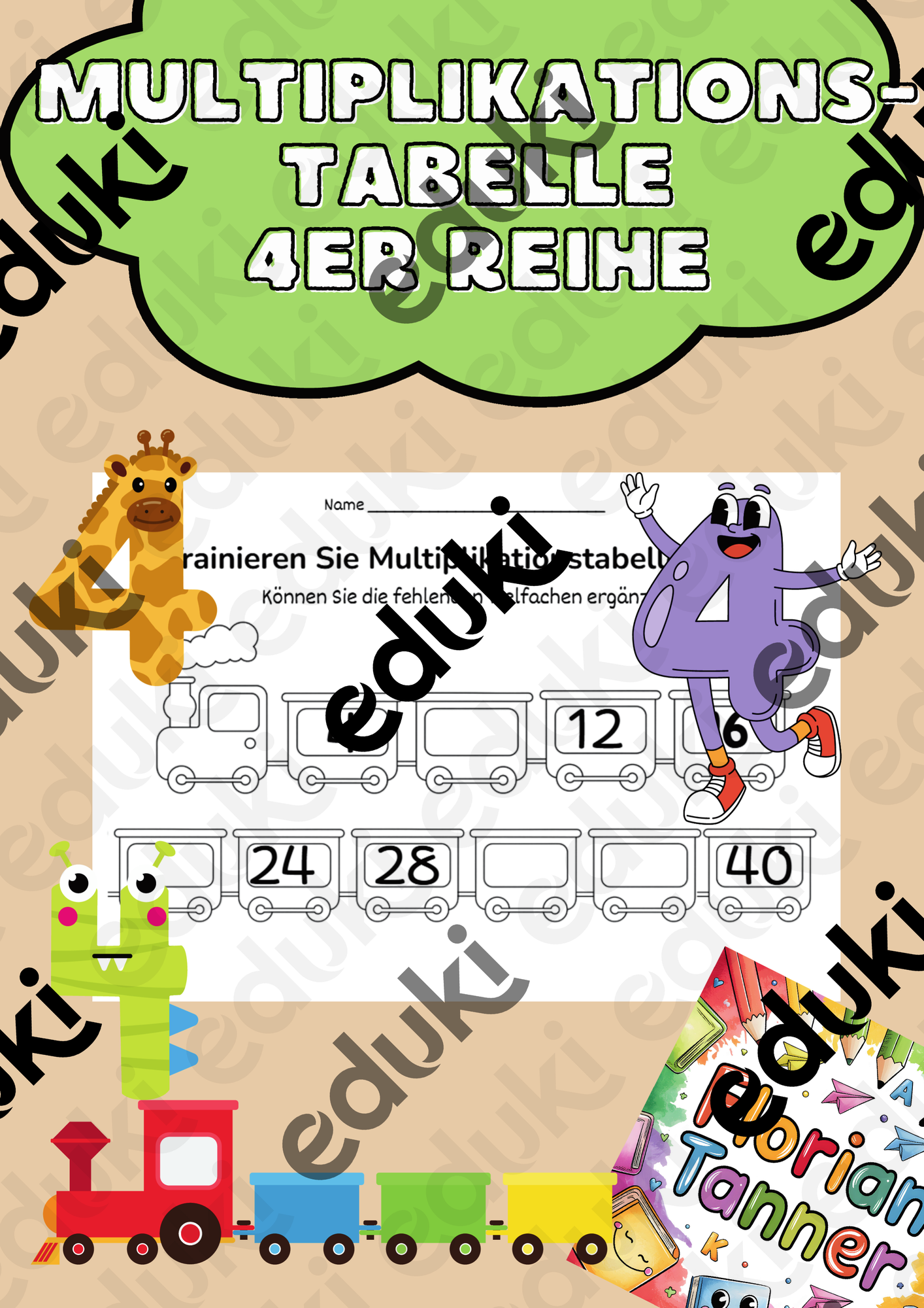 Arbeitsblatt 4er Reihe | Einmaleins Mathe – Unterrichtsmaterial im Fach