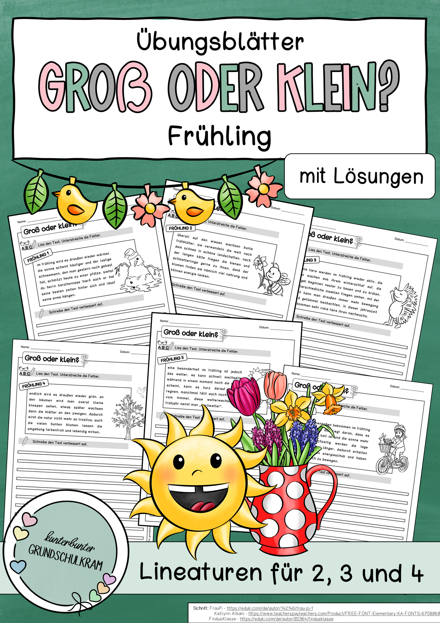 Arbeitsblätter zur Groß- und Kleinschreibung – Frühling