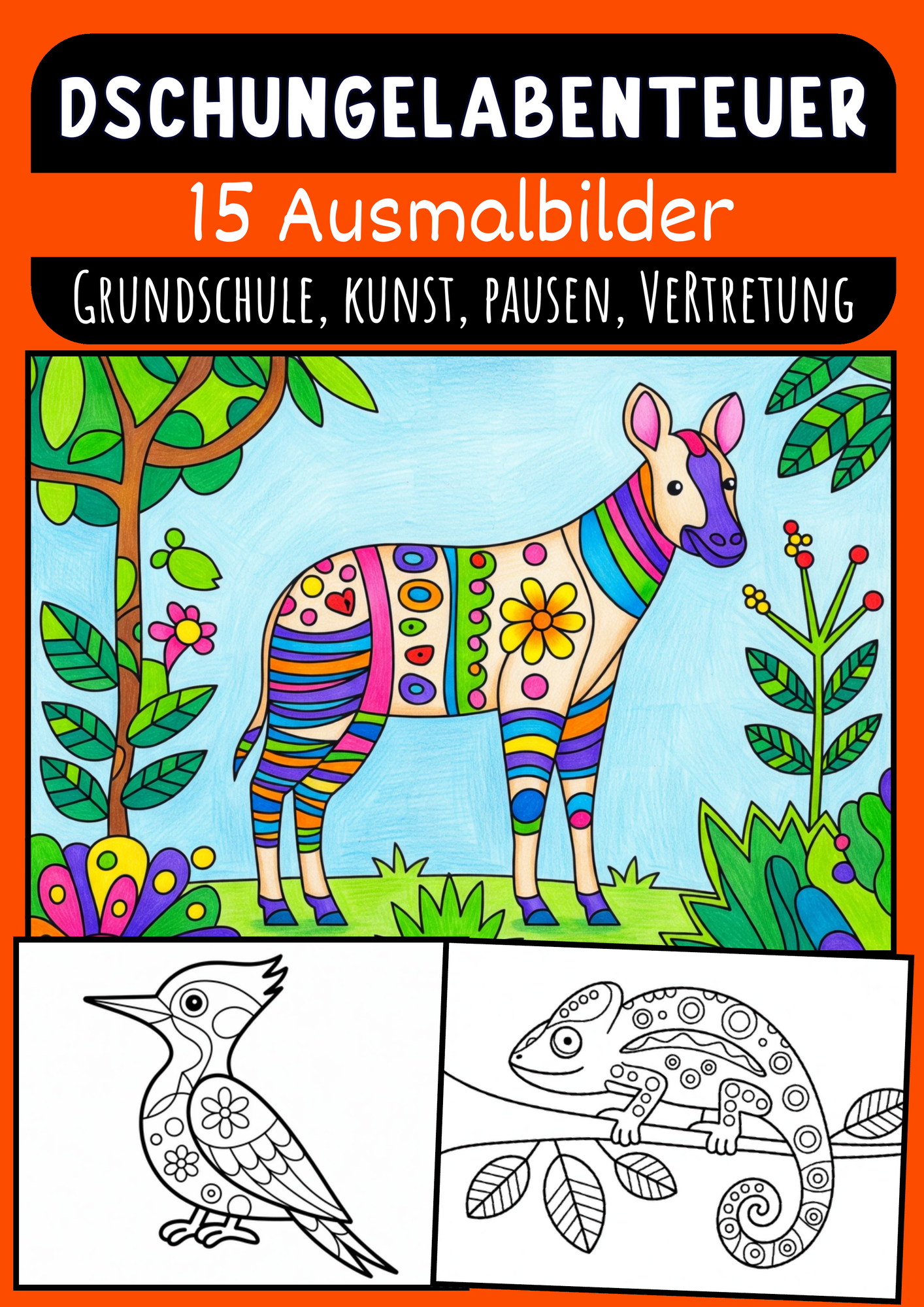 Dschungelabenteuer Mandalas für Kinder Ausmalbilder für Grundschule