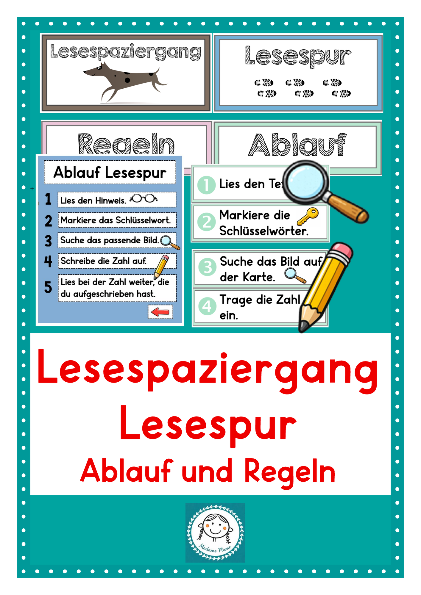 Lesespaziergang. Lesespur Ablauf und Regeln – Unterrichtsmaterial im