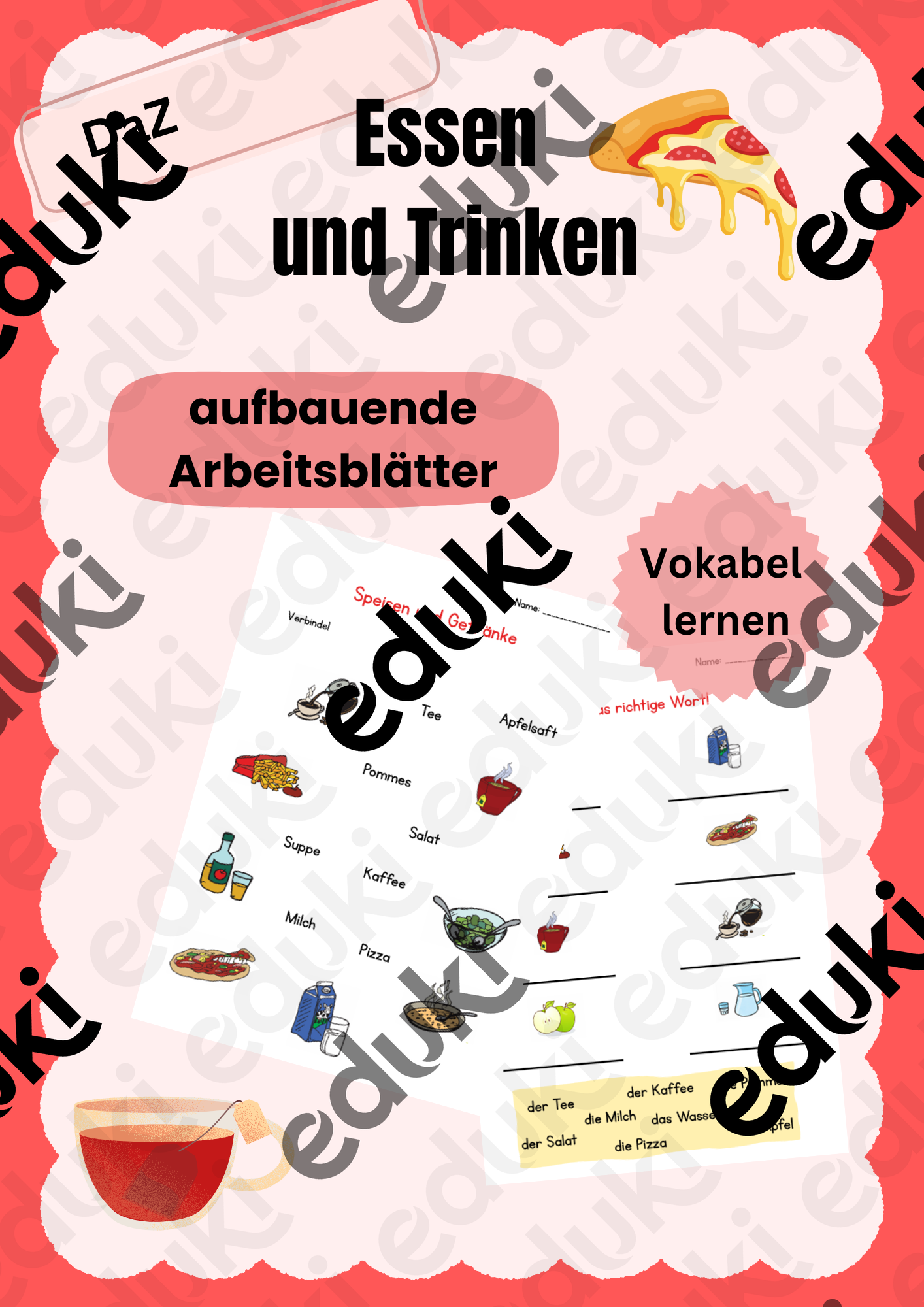DaZ: Essen & Trinken – Aufbauende Arbeitsblätter – Unterrichtsmaterial