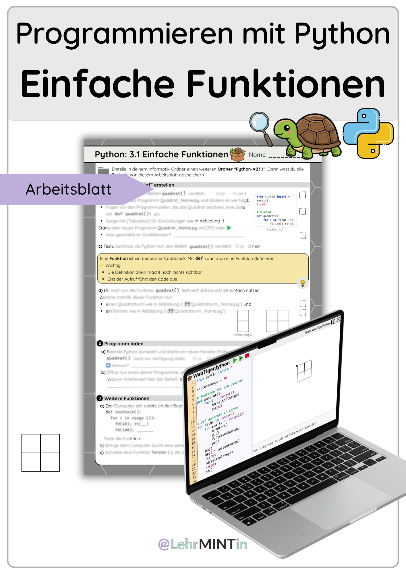 Programmieren mit Python: Einfache Funktionen (Definitionen ...