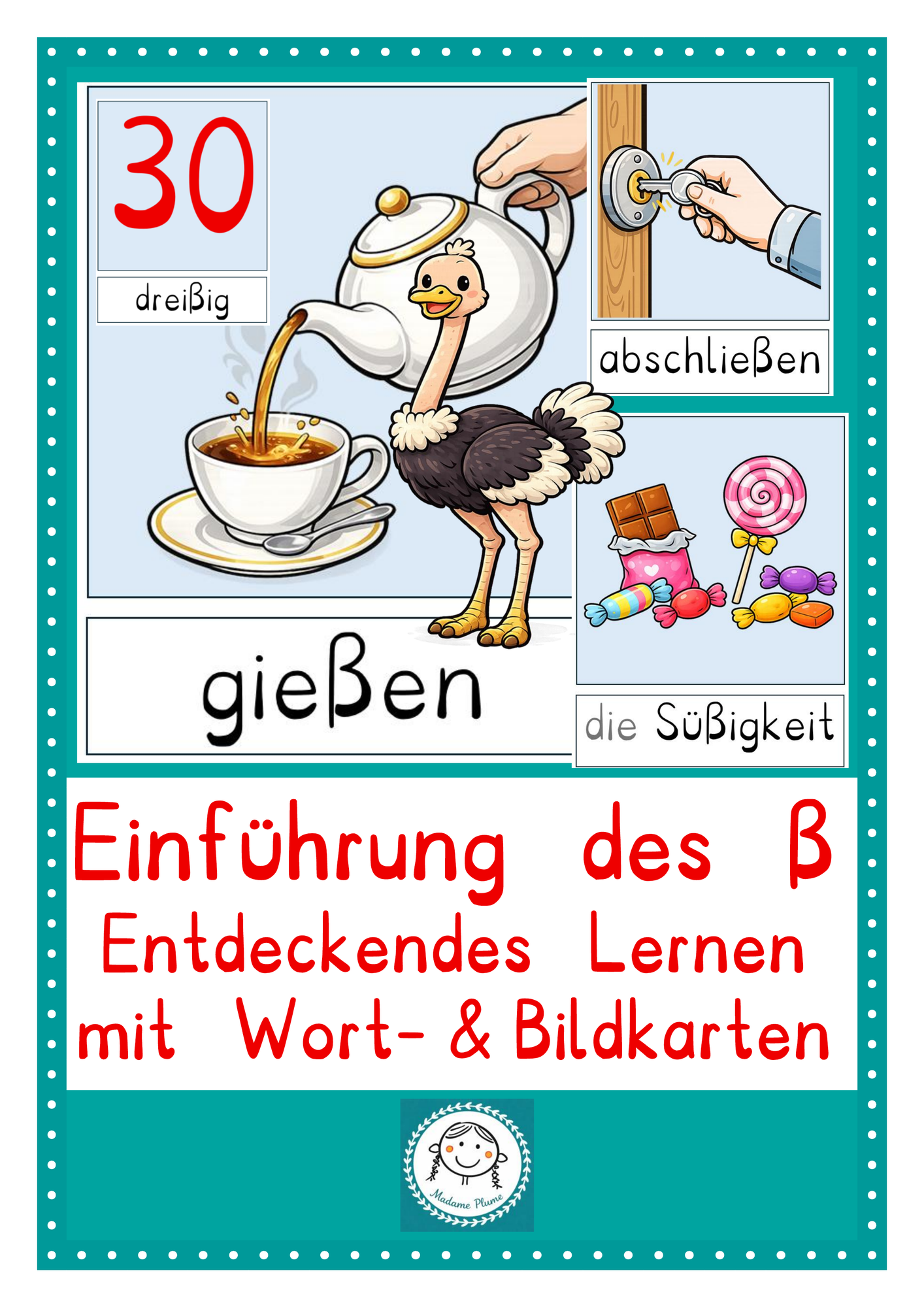 Rechtschreibphänomen ß entdeckend einführen Bild- und Wortkarten für ...