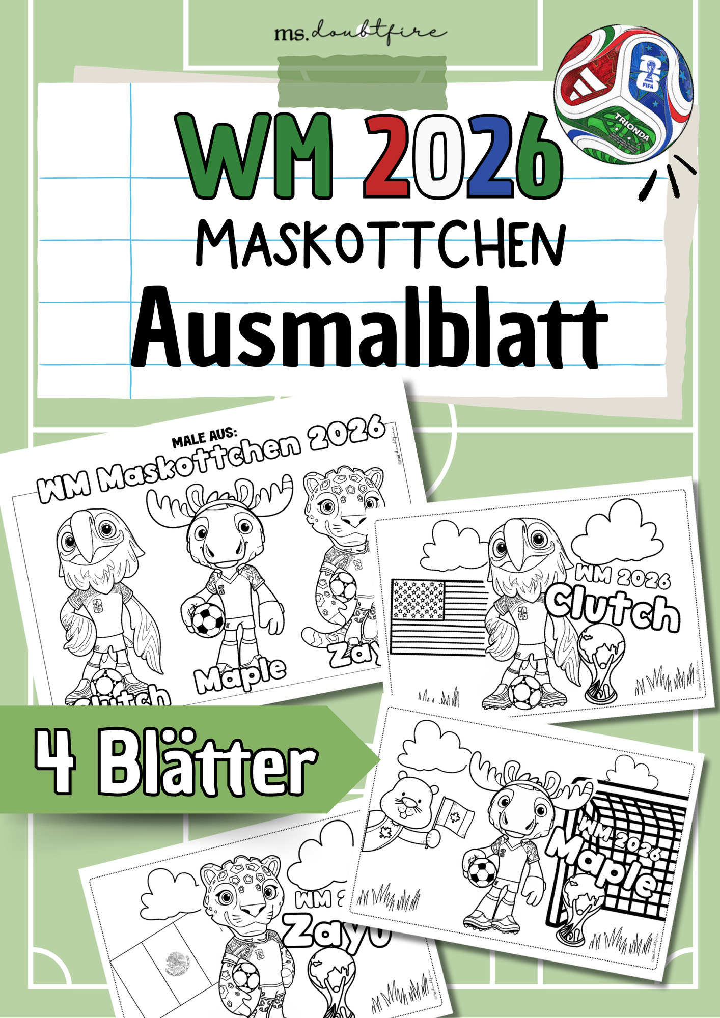 WM 2026 Ausmalbilder Maskottchen Unterrichtsmaterial In Den wm-2026-ausmalbilder-maskottchen-unterrichtsmaterial-in-den