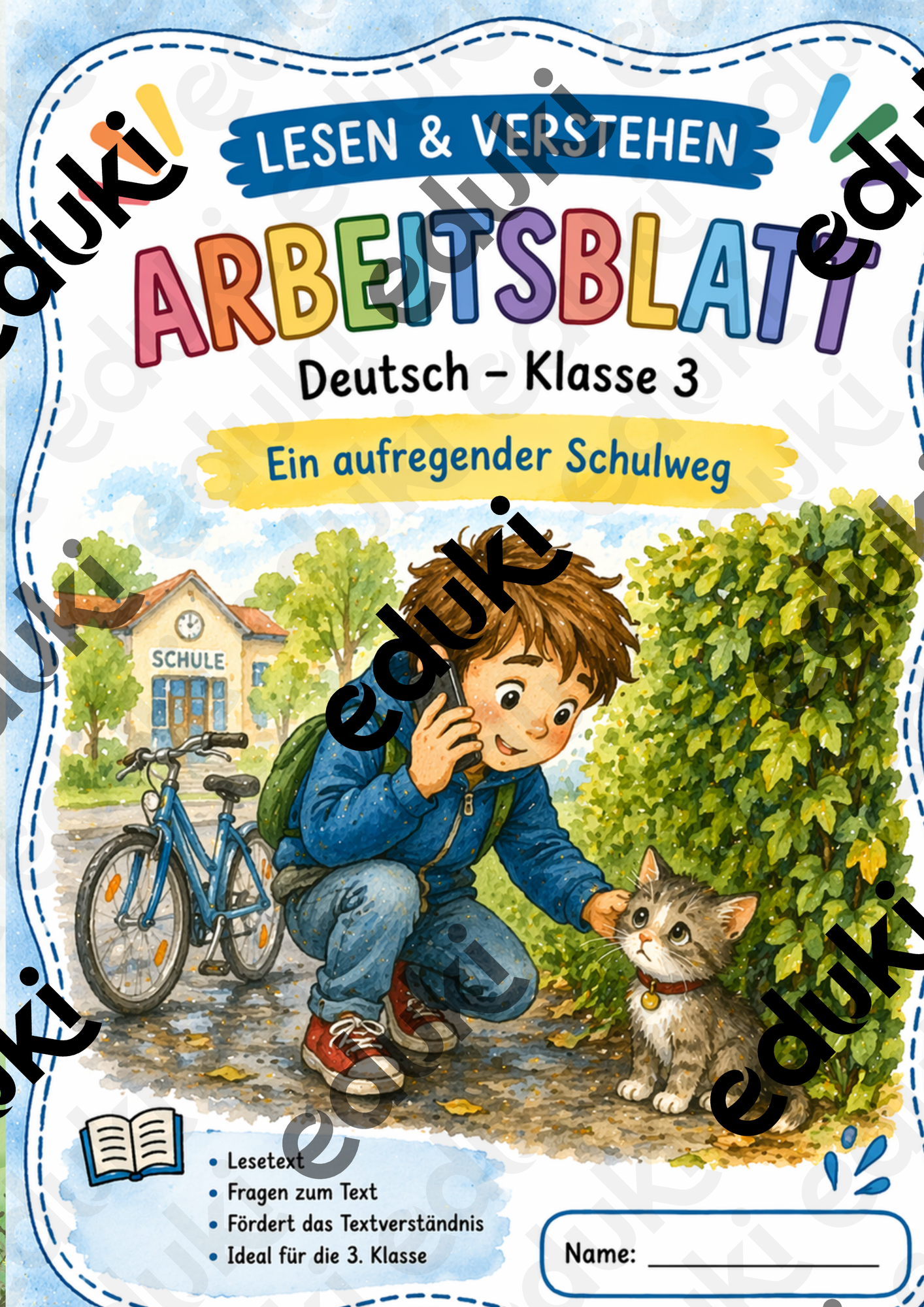 Lesen und verstehen - Ein aufregender Schulweg (Klasse 3