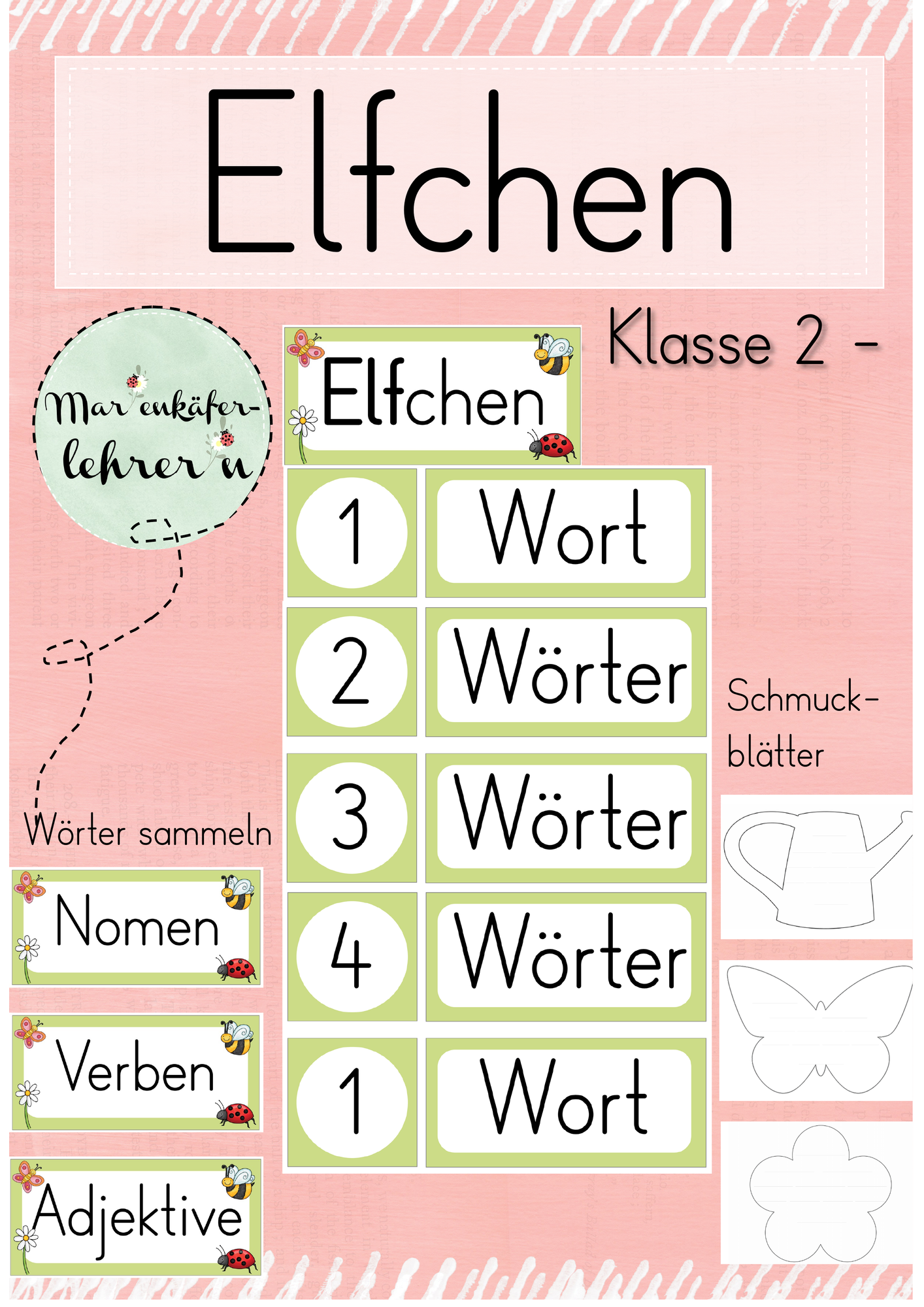 Elfchen Frühling (Tafelmaterial, Schmuckblatt) – Unterrichtsmaterial im ...