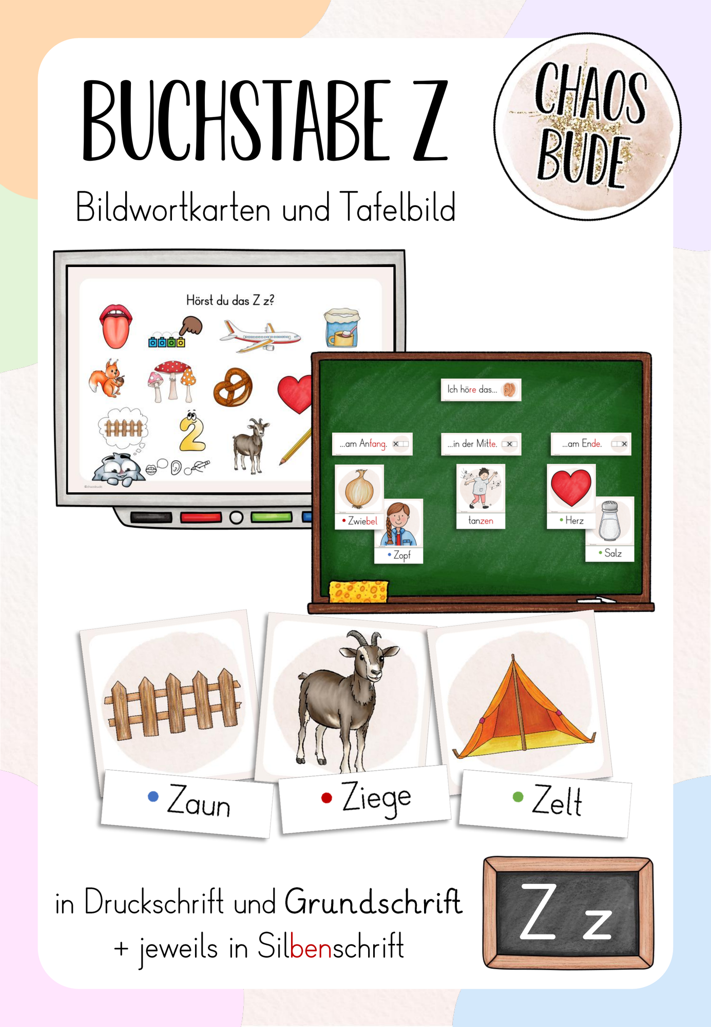 Buchstabeneinführung Z z - Bildwortkarten und Tafelbilder ...