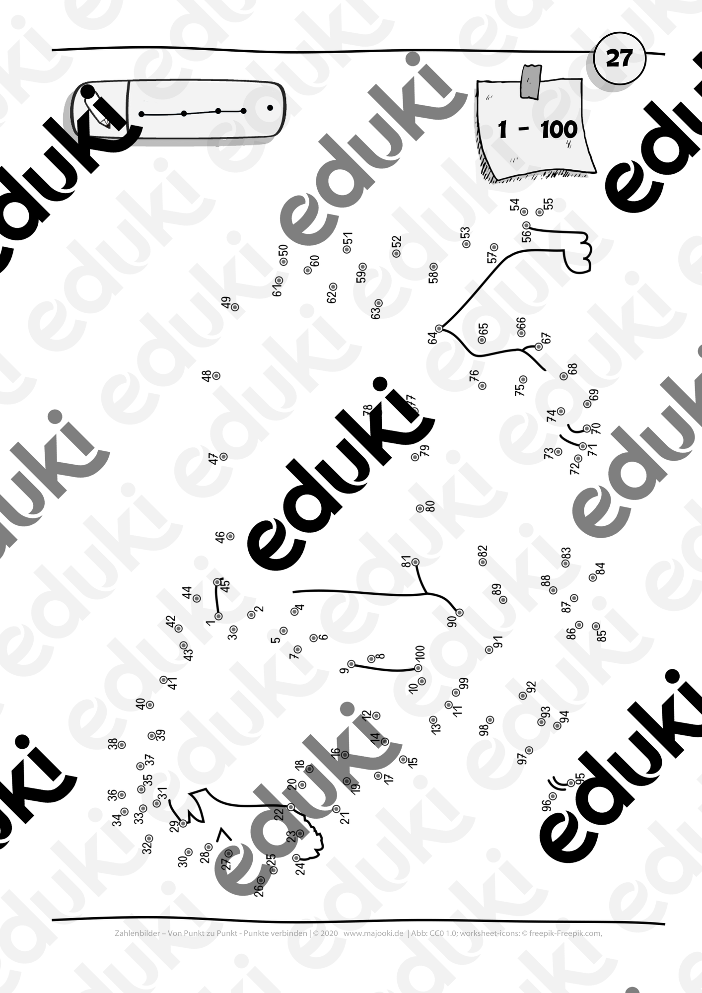 Zahlenbilder - Von Punkt zu Punkt 1-100 - Zahlenraum bis 100 - ZR 100