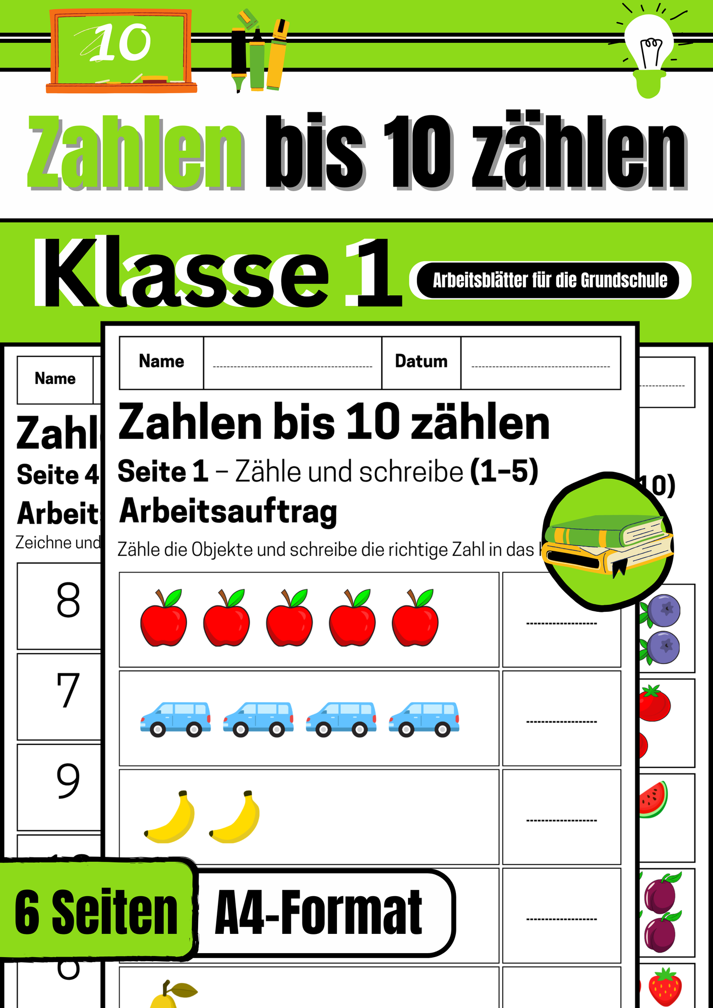 Zahlen bis 10 zählen – Arbeitsblätter | Klasse 1 – Unterrichtsmaterial