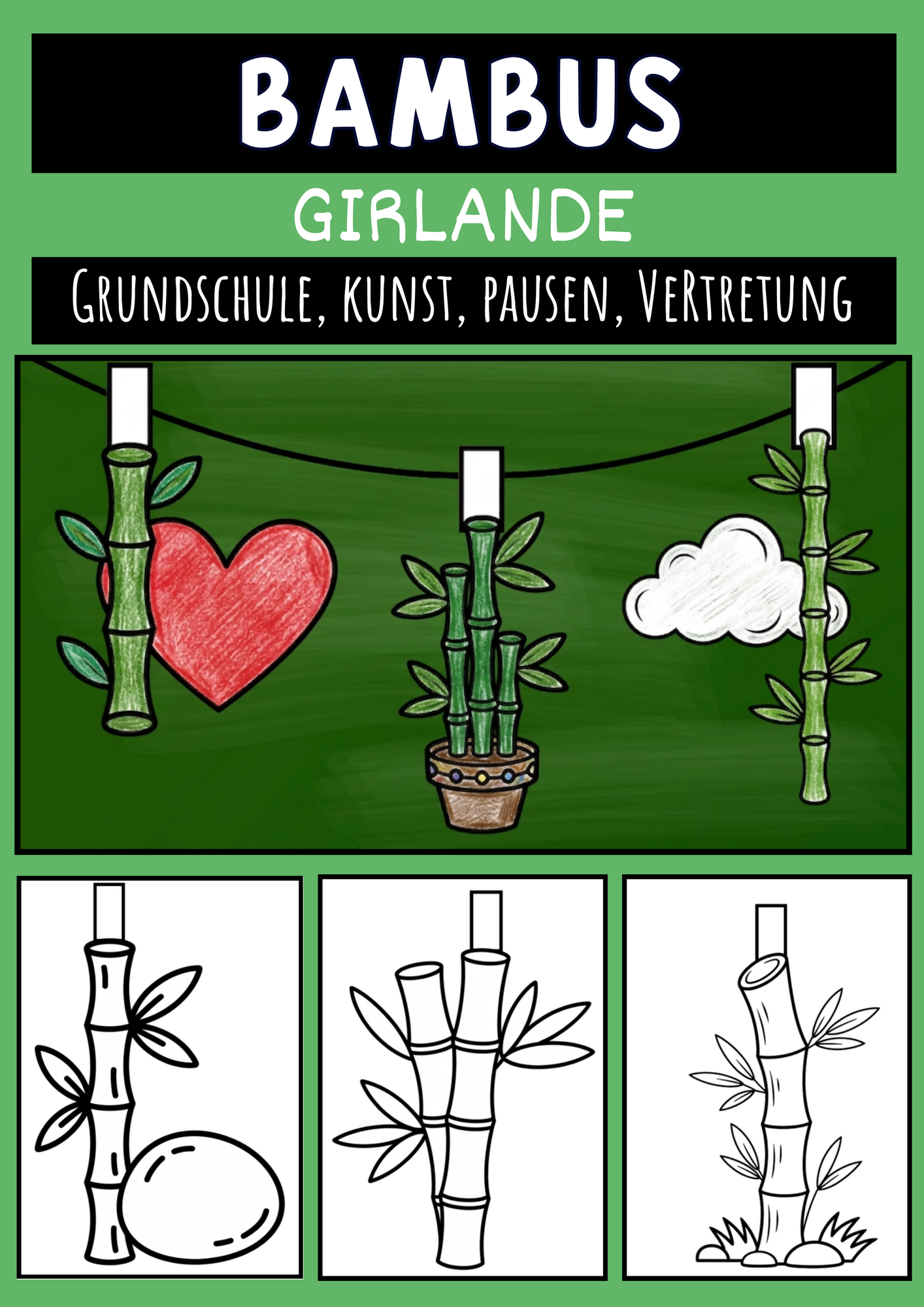 Bambus Girlande Basteln Kunst Bastelideen und kreative Dekoration  Grundschule  Unterrichtsmaterial im Fach Kunst
